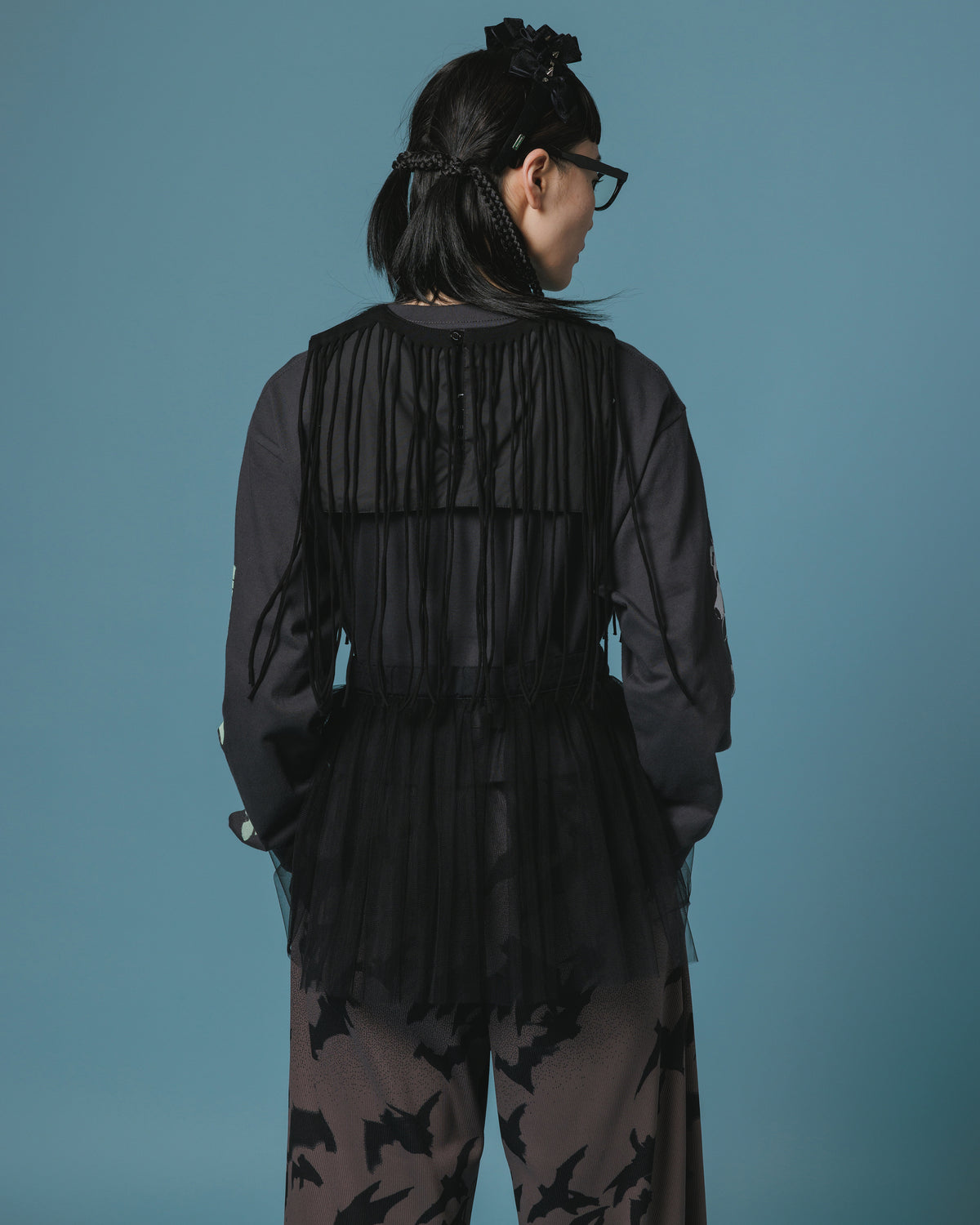 PRINT L/S SHORT T-SHIRT / BEAR (D.GRAY)