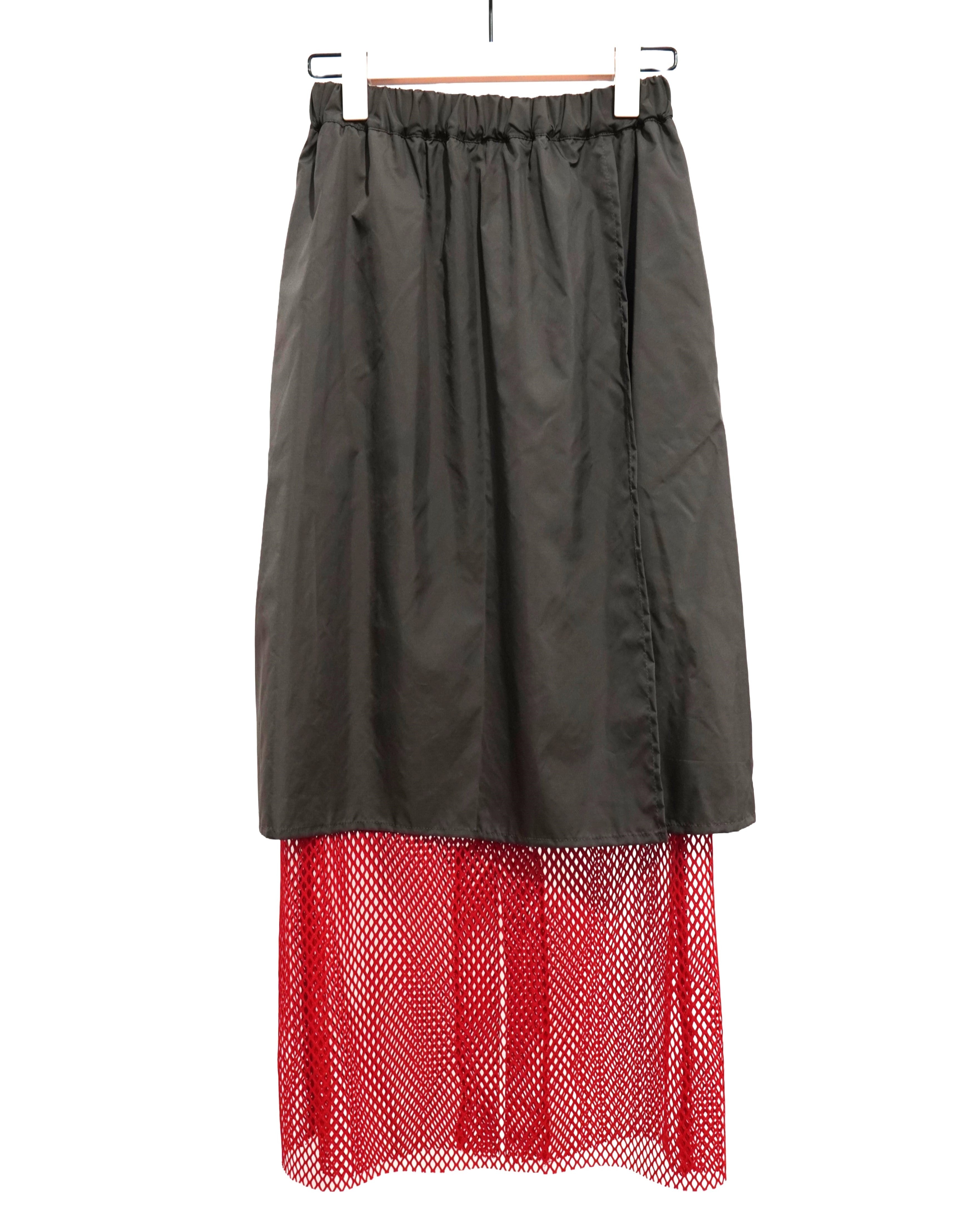 NON TOKYO / NET LAYERED SKIRT (BROWN×RED) / 〈ノントーキョー