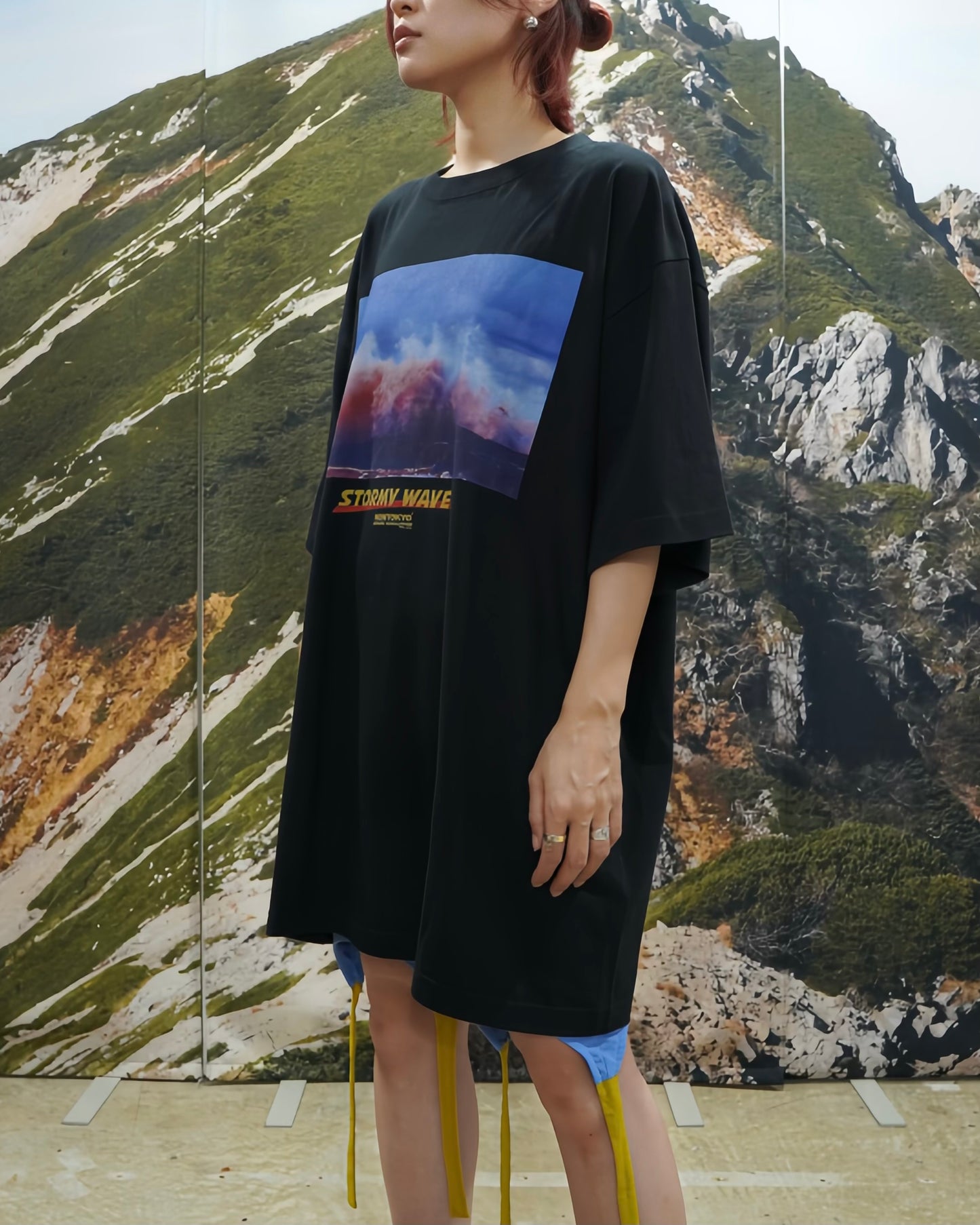 WAVE PRINT BIG T-SHIRT (BLACK)
