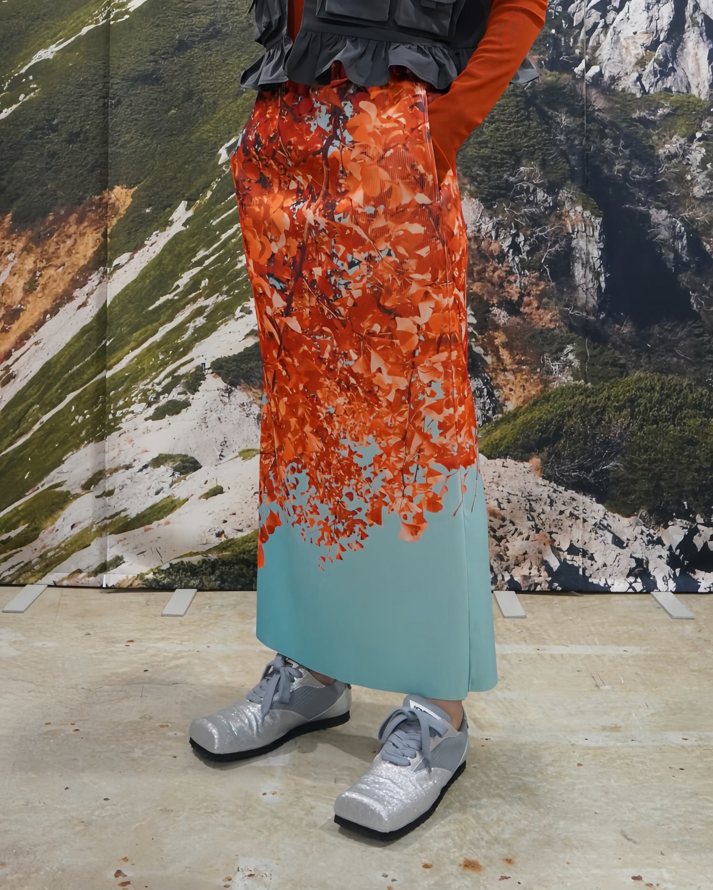 PRINT RIB SKIRT (GINKGO)