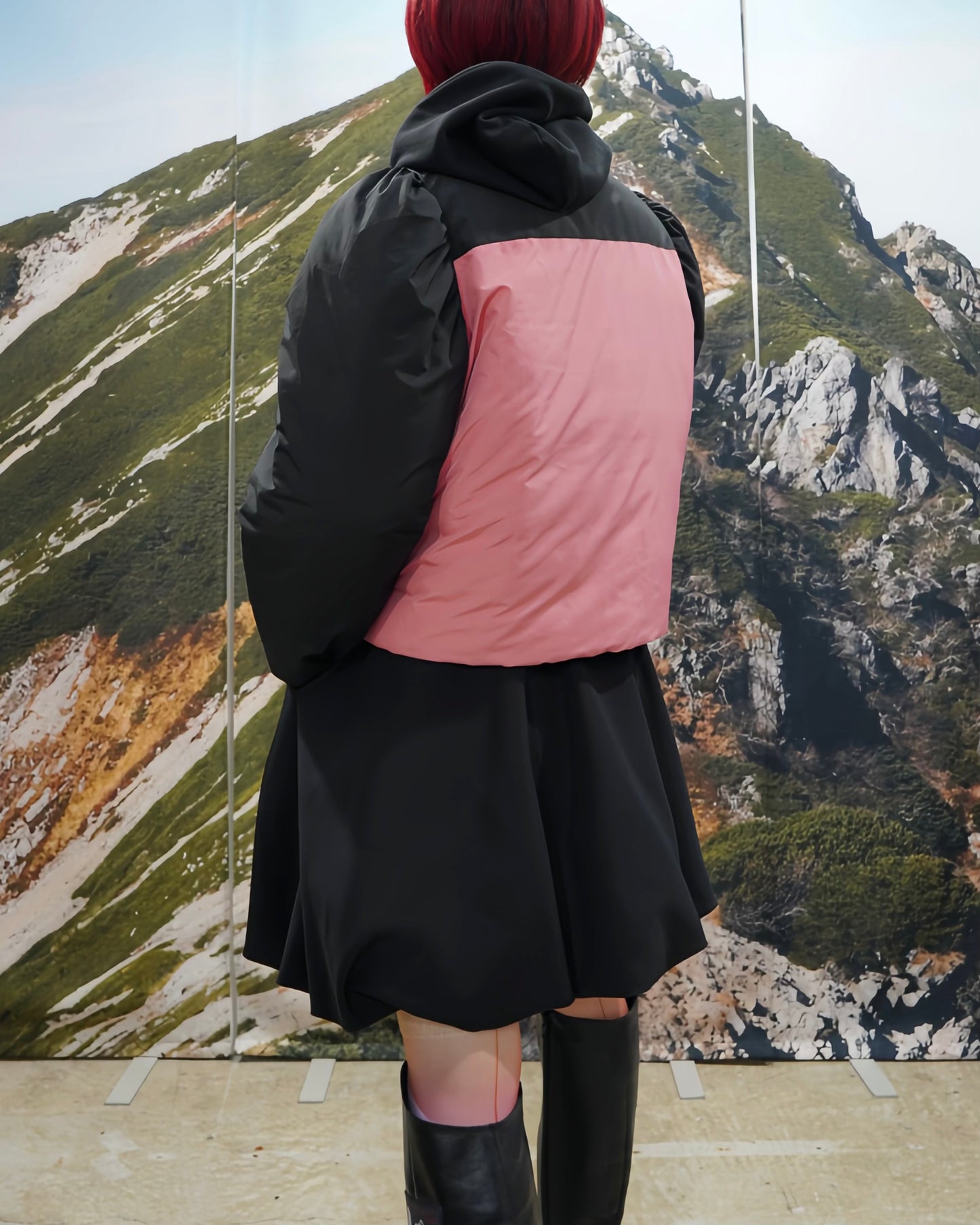 REVERSIBLE PUFFSLEEVE PADDING JACKET (MOUNTAIN x PINK)