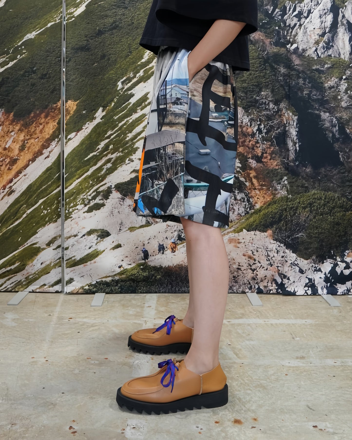 PRINT RIB WIDE SHORTS (TAGGING)