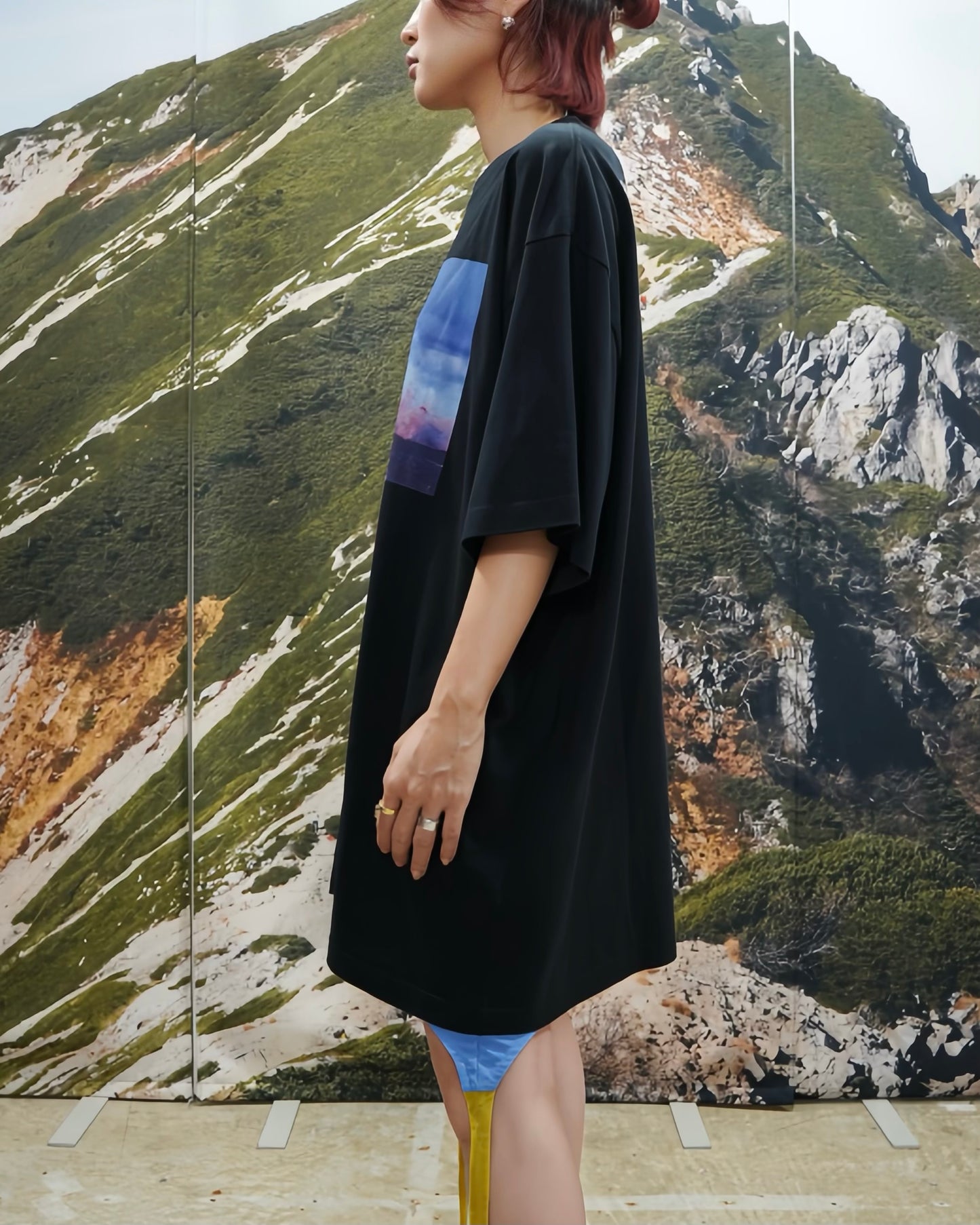WAVE PRINT BIG T-SHIRT (BLACK)