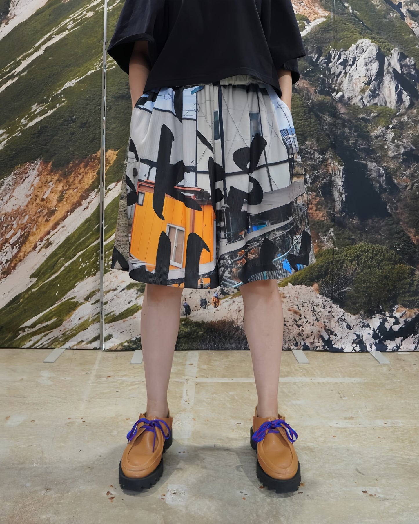PRINT RIB WIDE SHORTS (TAGGING)