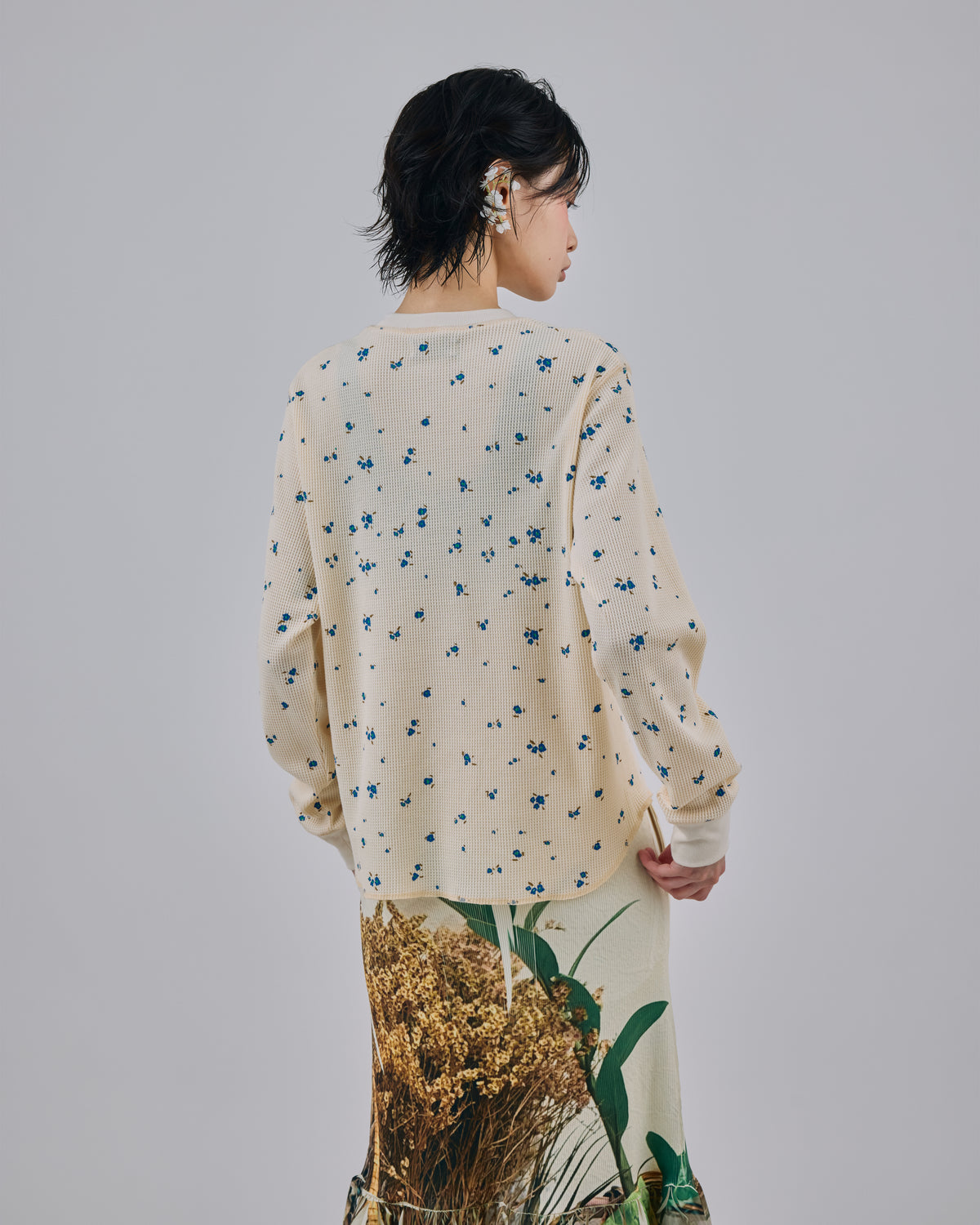 THERMAL FLOWER L/S T-SHIRT (IVORY)