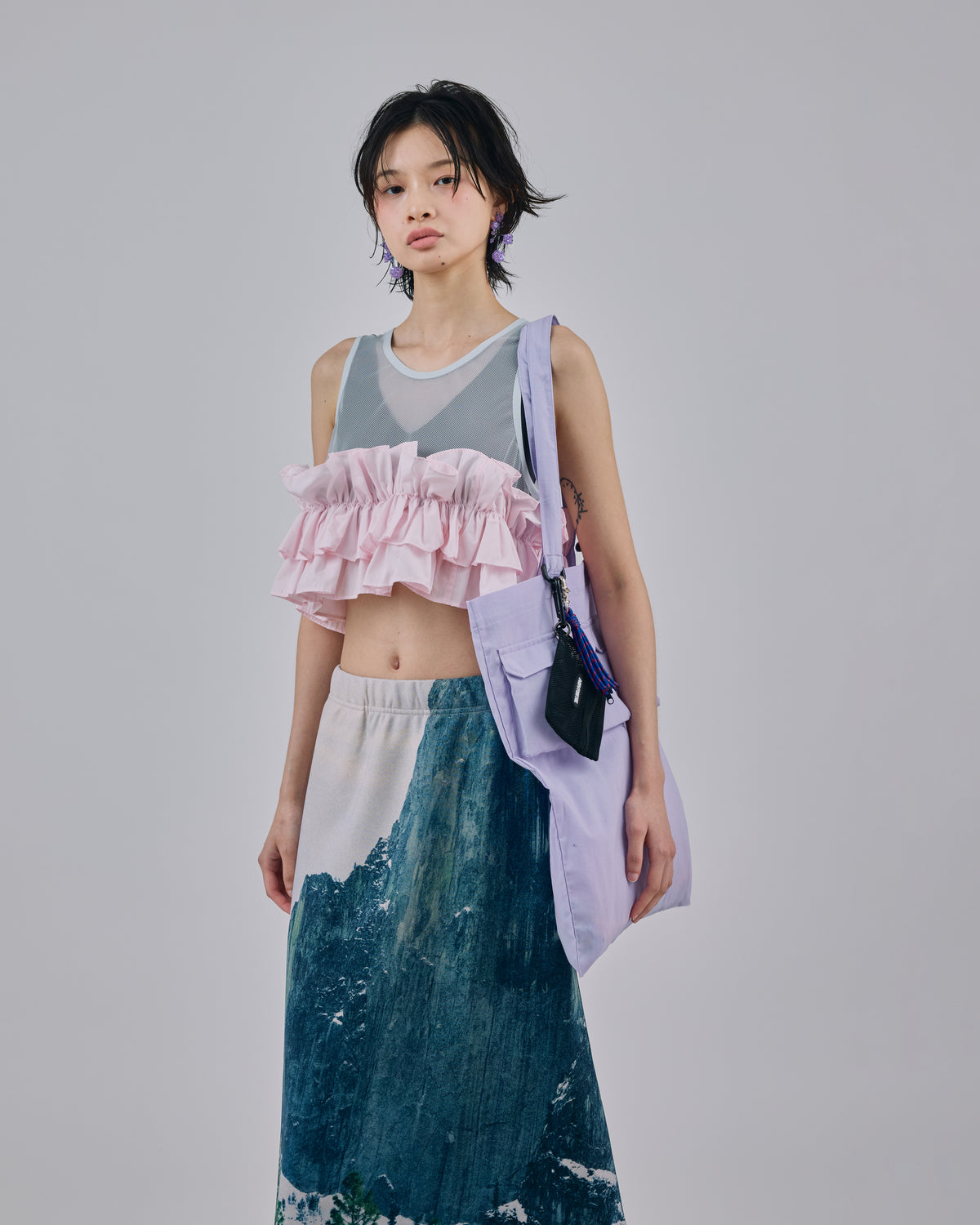 PRINT SWEAT LONG SKIRT (MOUNTAIN)
