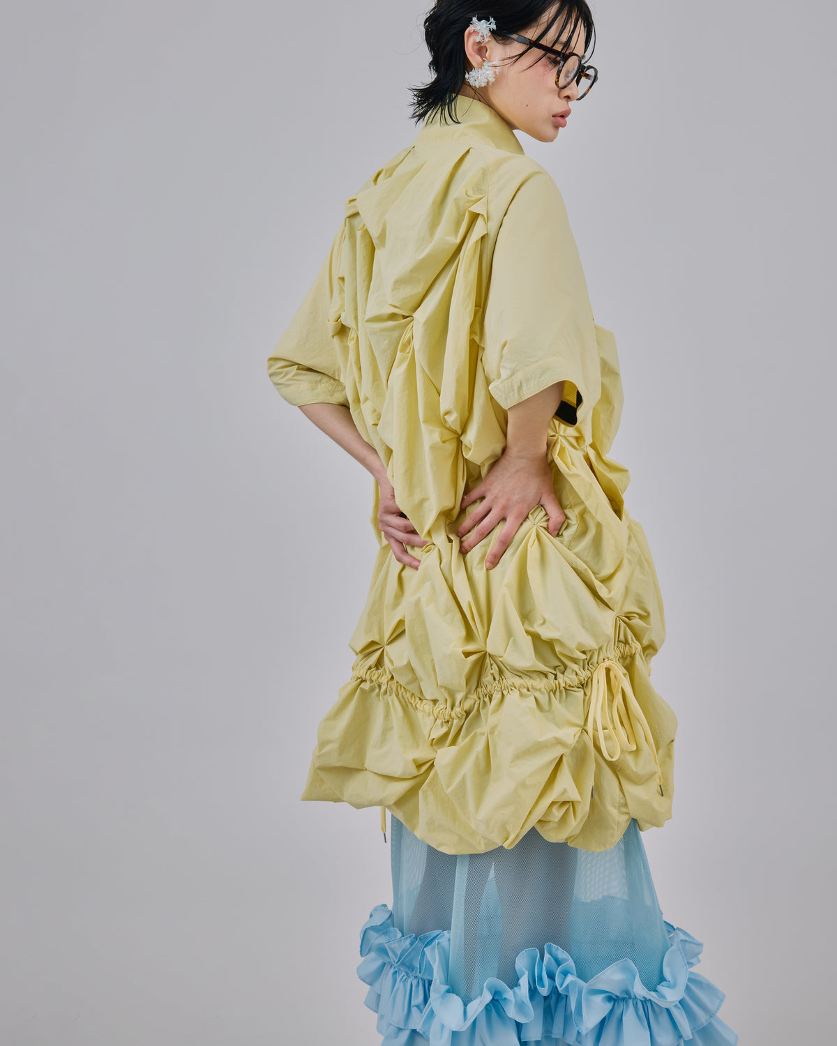 2WAY FLOWER SMOCKING ANORAK (L.YELLOW)