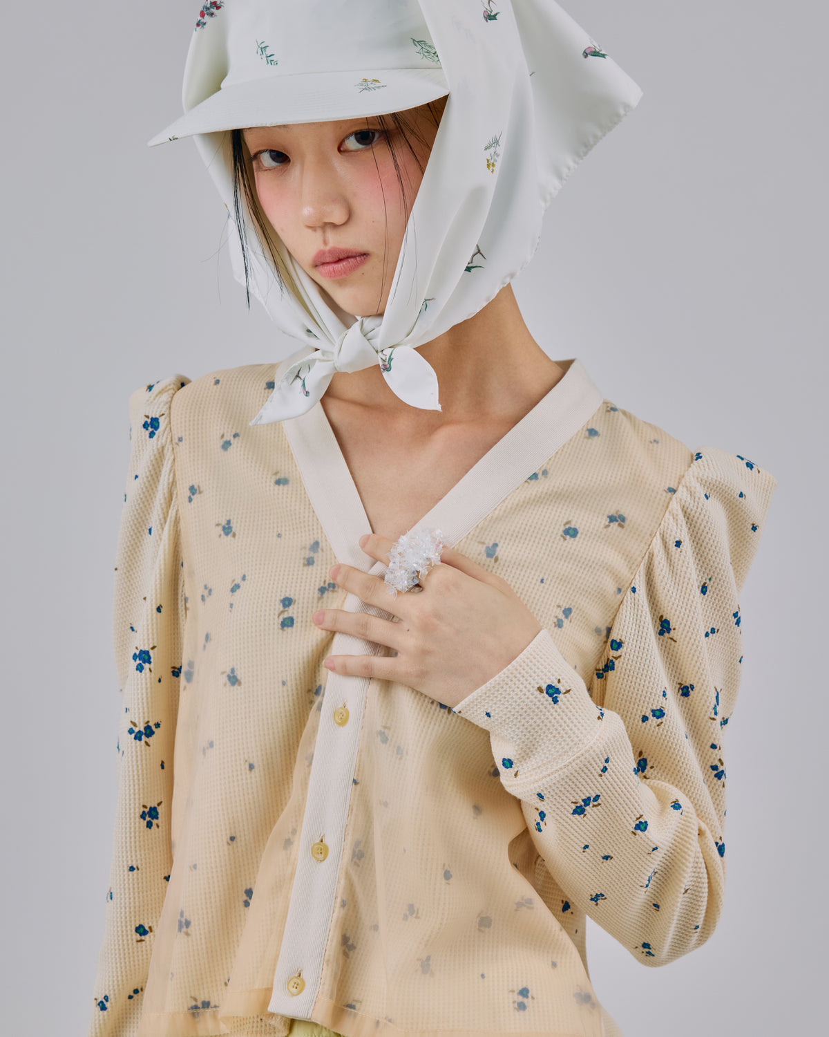 THERMAL FLOWER CARDIGAN (IVORY)