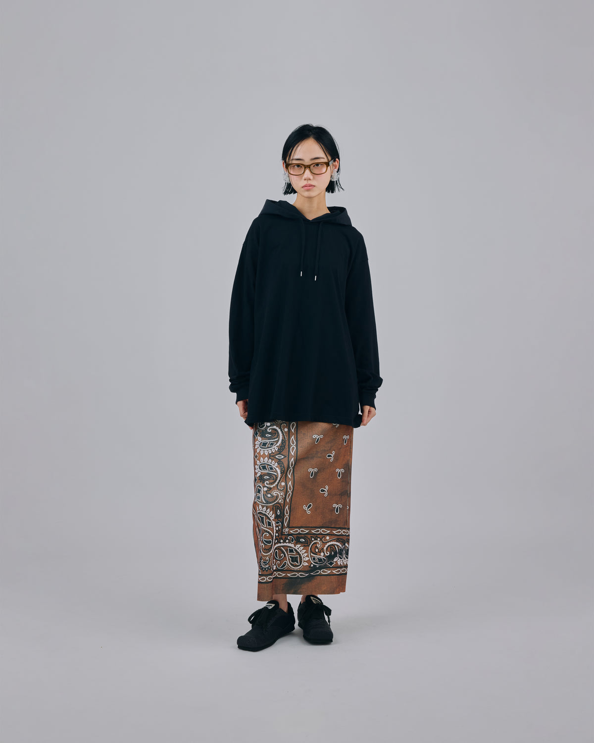 PRINT RIB SKIRT (BANDANNA BROWN)