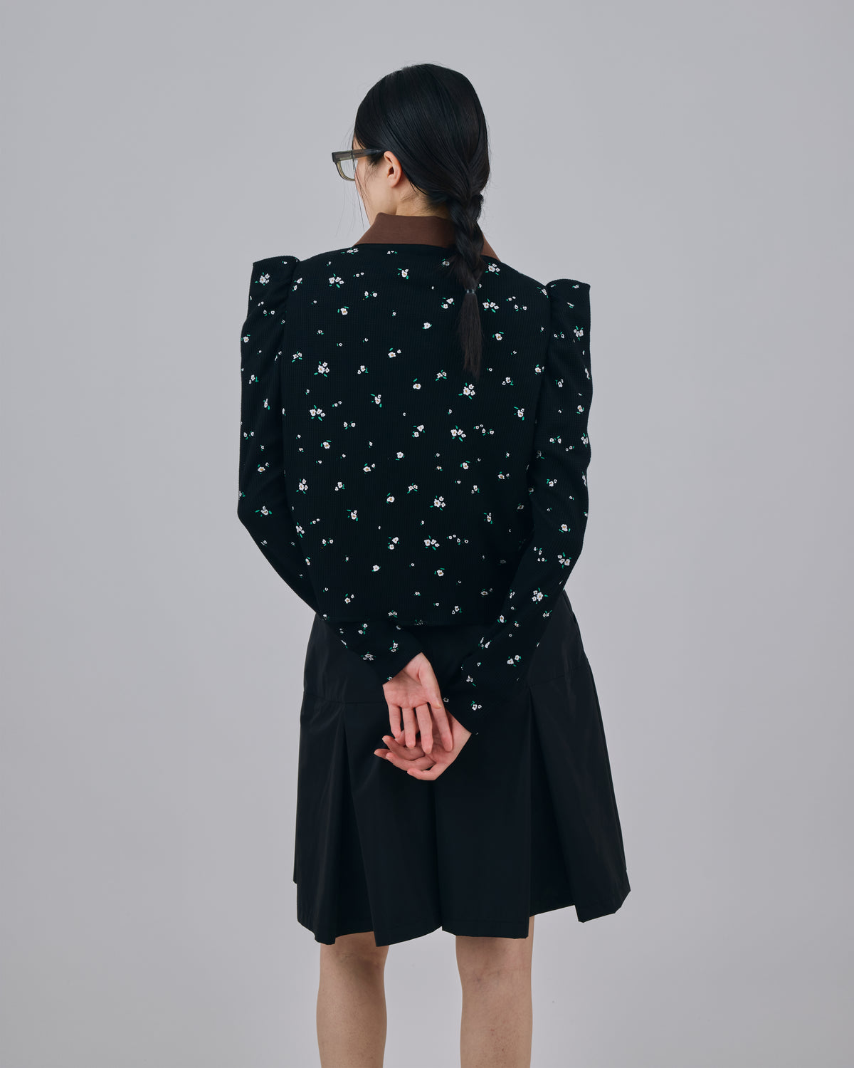 THERMAL FLOWER CARDIGAN (BLACK)