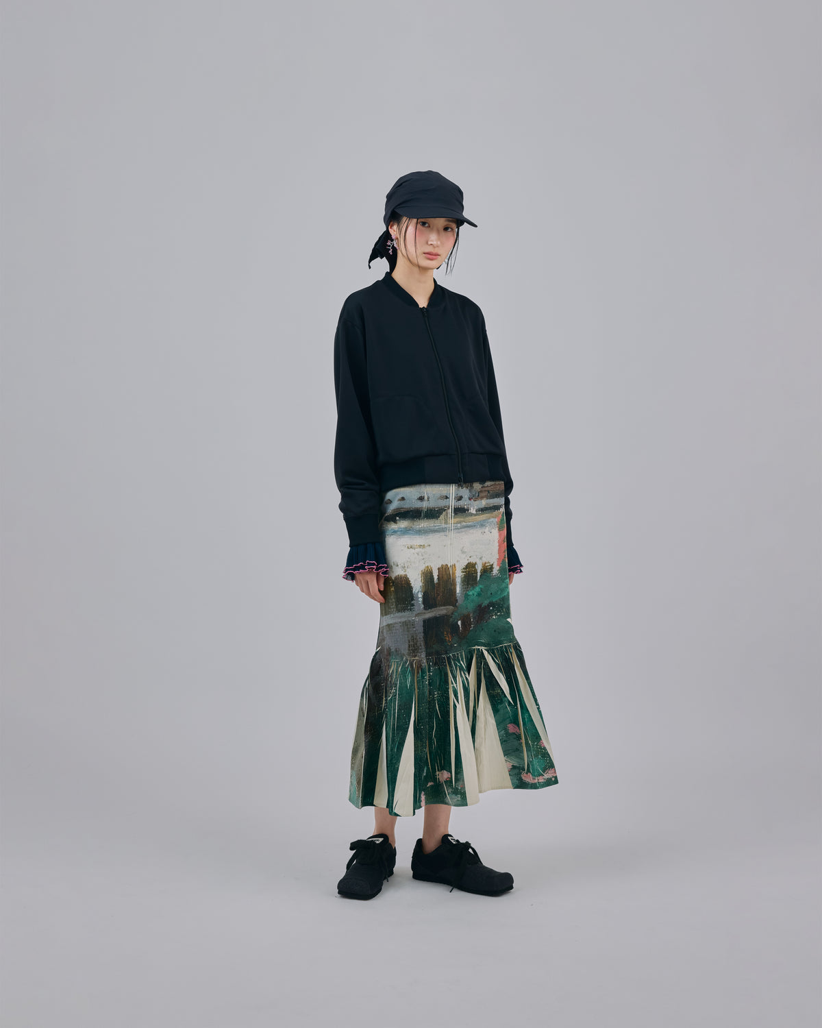 DIRECT PRINT RIB GATHER SKIRT (ART)