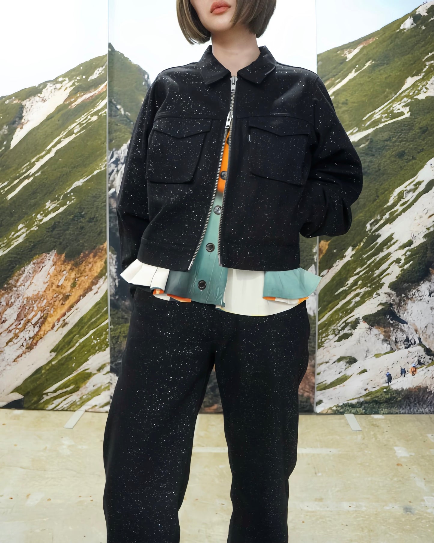 LAME DENIM PANTS (BLACK)