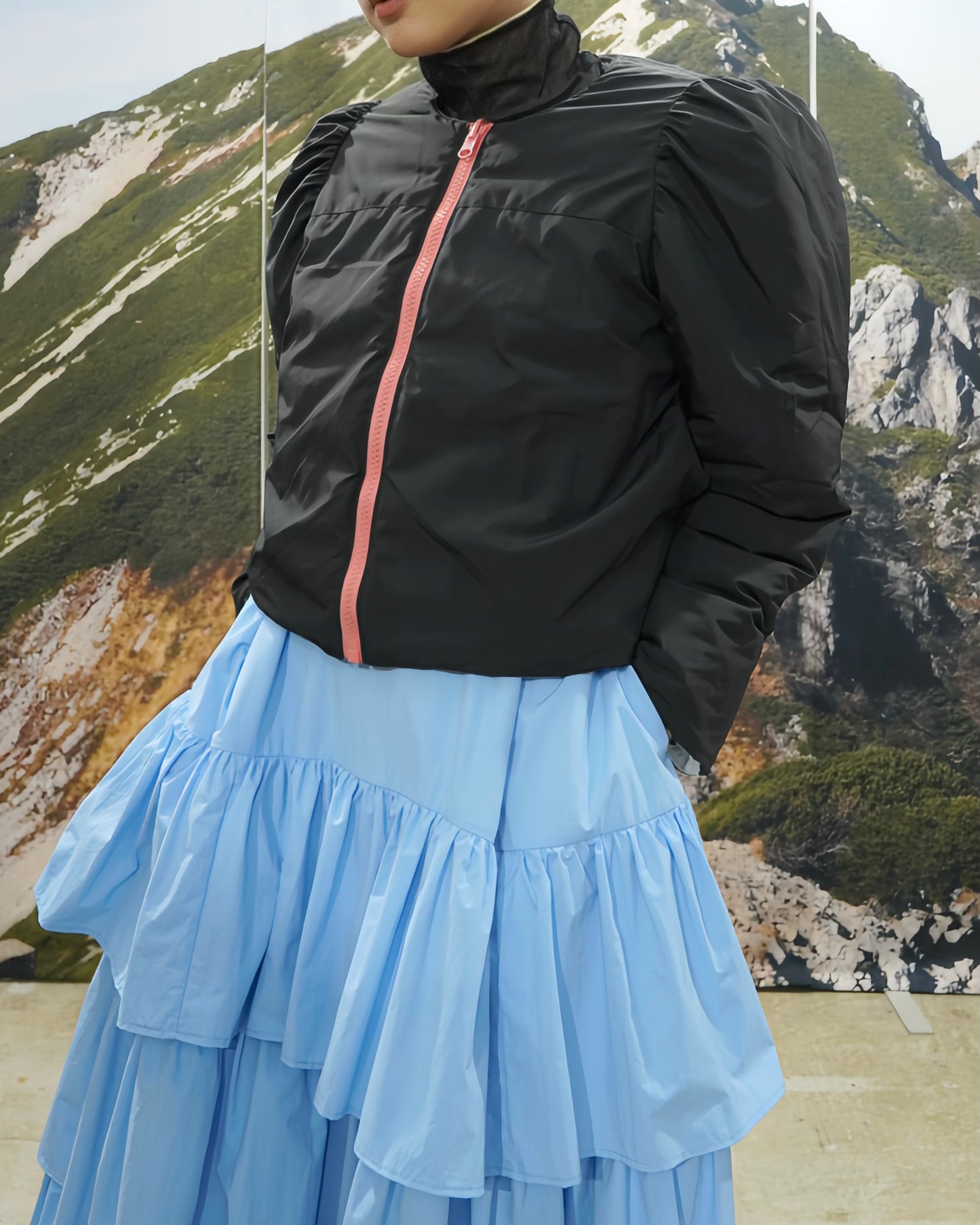 REVERSIBLE PUFFSLEEVE PADDING JACKET (STAR x BLACK)