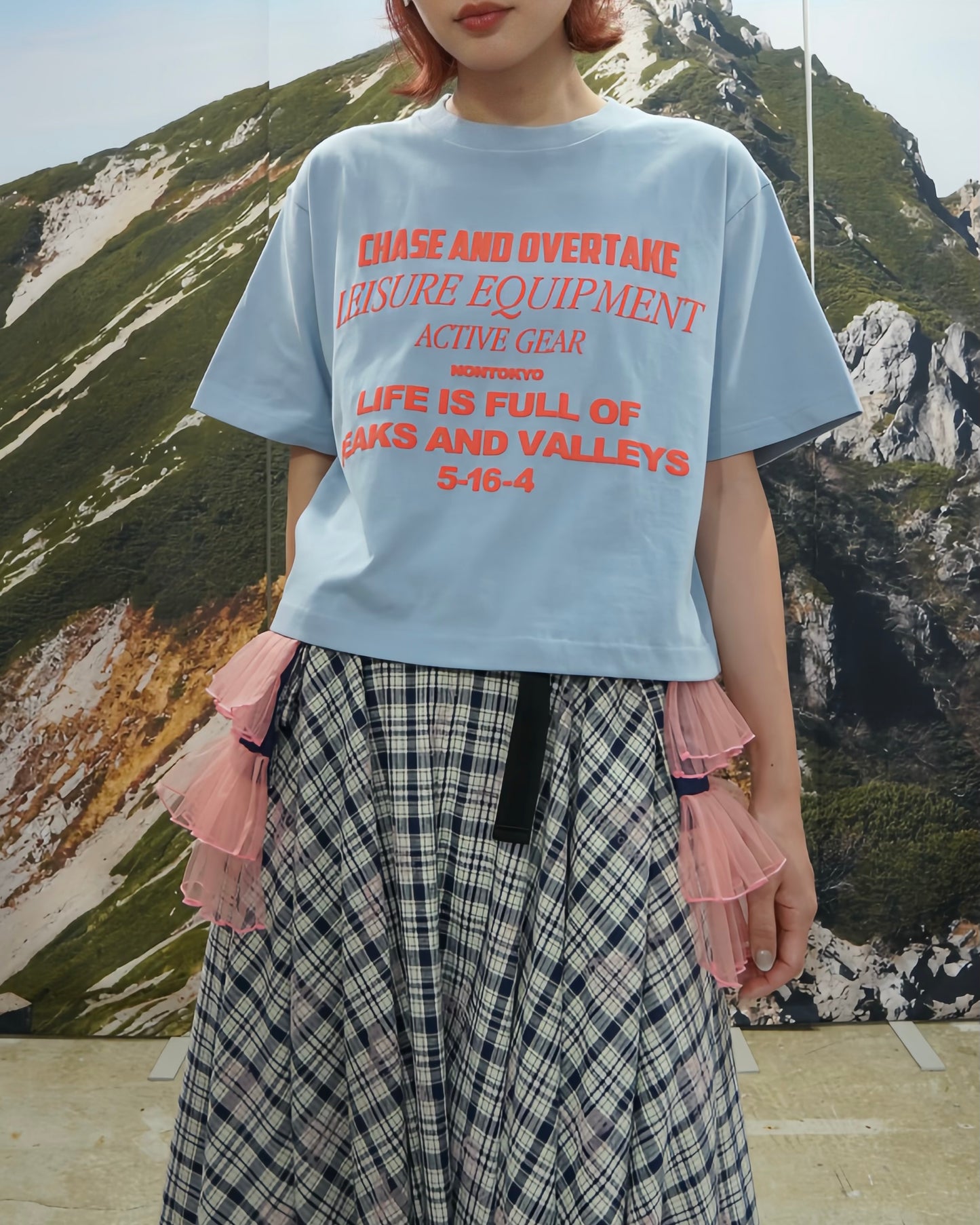 LETTERING PRINT SHORT T-SHIRT (BLUE)
