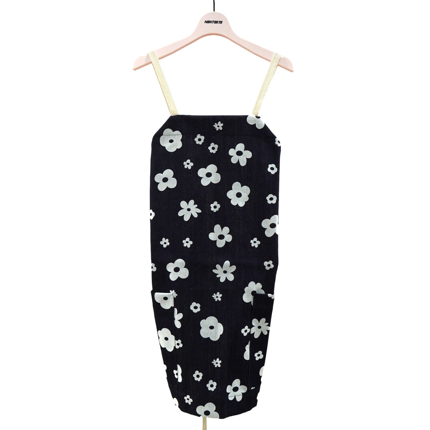 NON TOKYO / FLOKING FLOWER DENIM APRON (INDIGO) / 〈ノントーキョー〉フロッキーフラワーデニムエプロン (インディゴ)