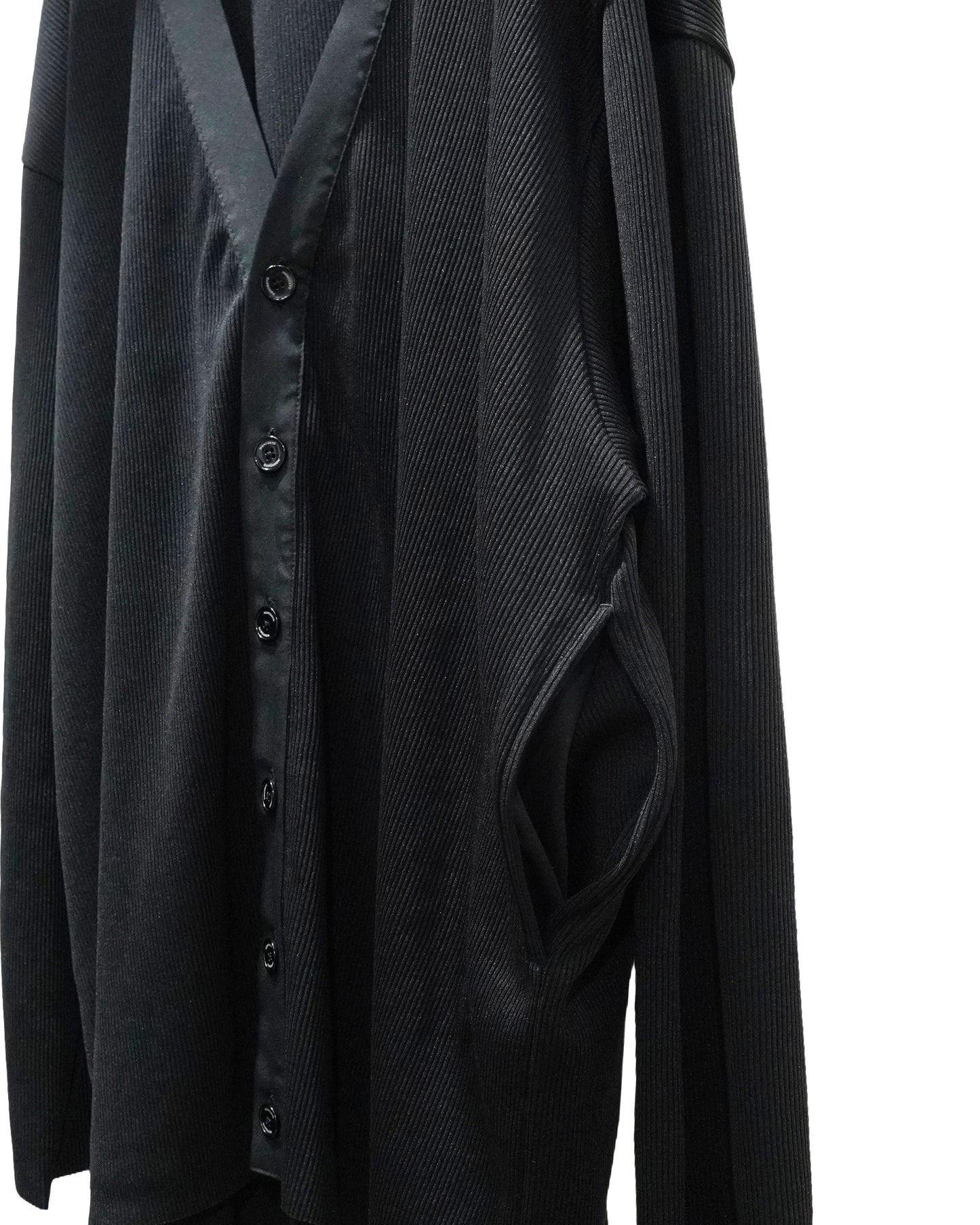 RIB BIG CARDIGAN (BLACK)