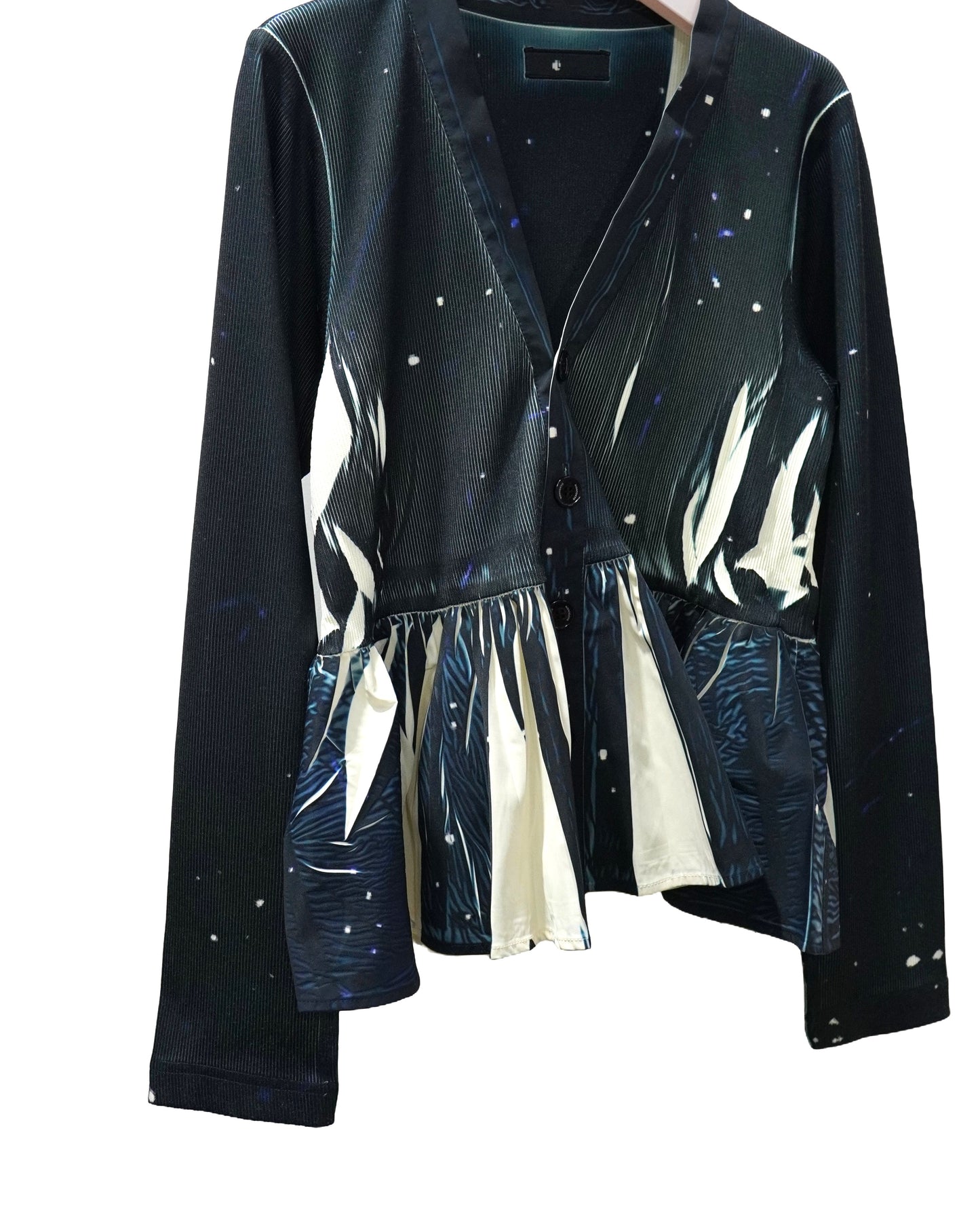 DIRECT PRINT RIB GATHER CARDIGAN (STARRY SKY)