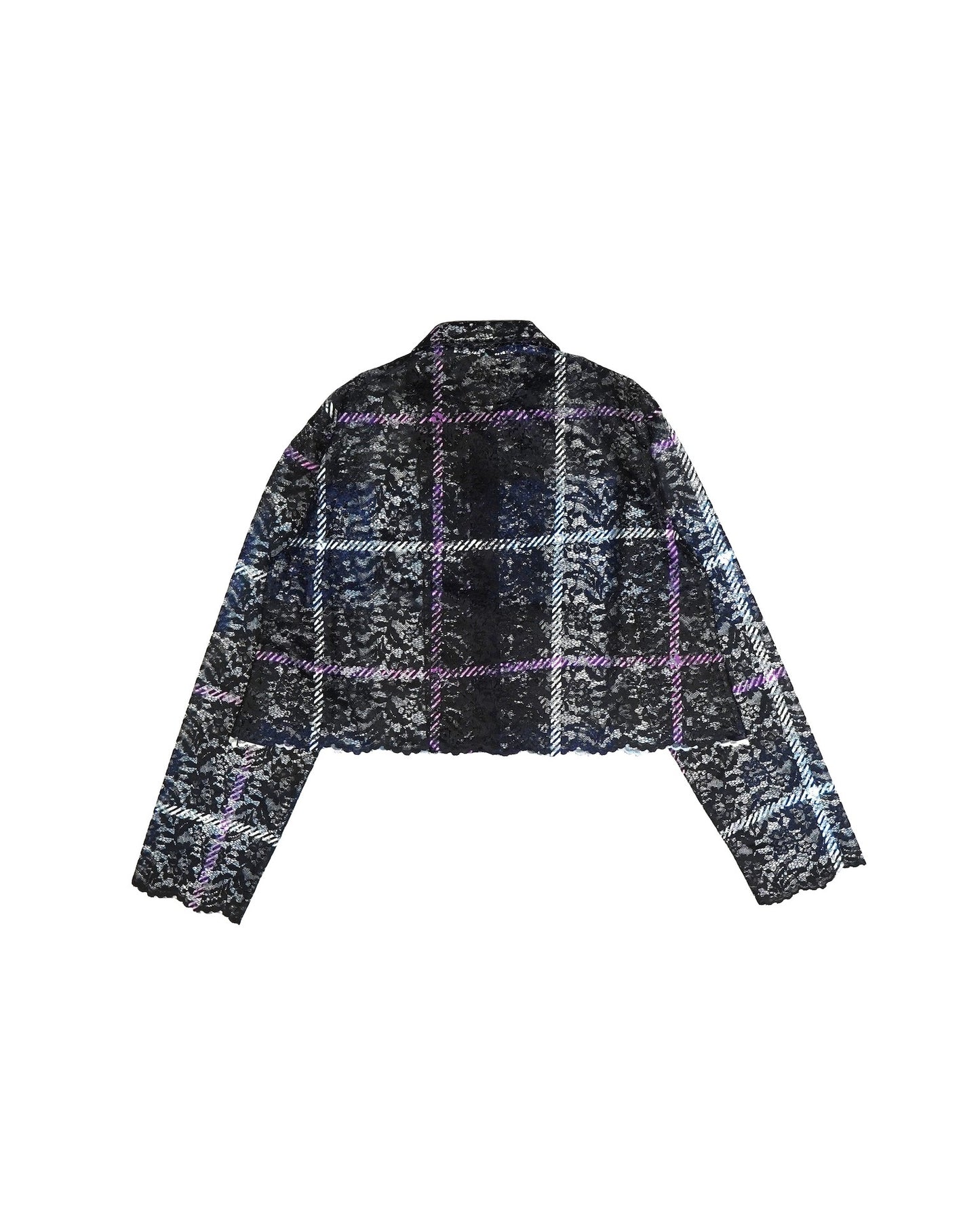LACE LONG SLEEVE SHIRT & LACE SCARF (CHECK)