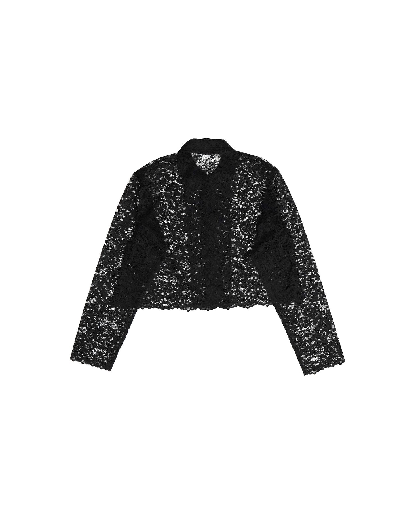 LACE LONG SLEEVE SHIRT & LACE SCARF (BLACK)