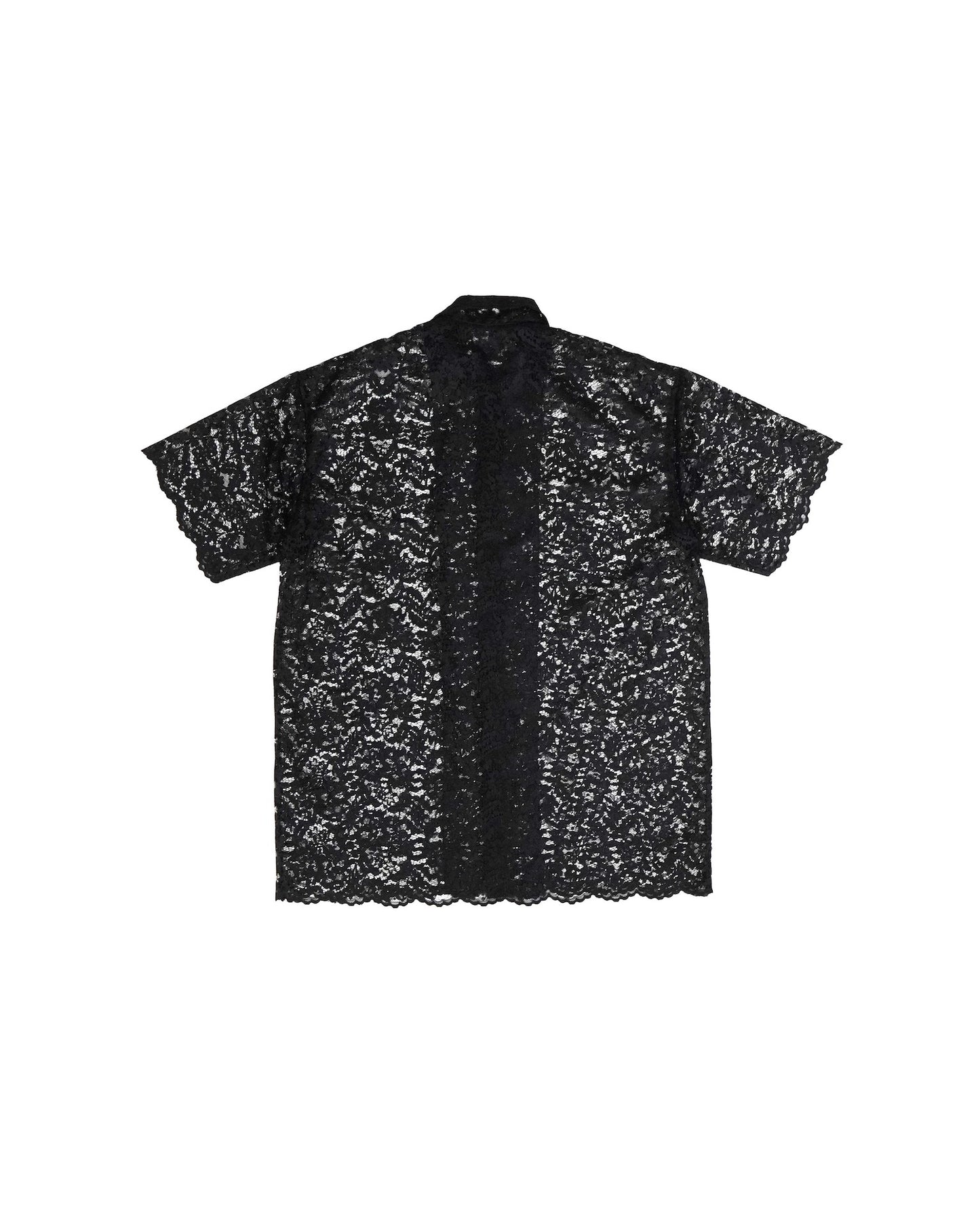 LACE HALF SLEEVE SHIRT & LACE SCARF (BLACK)