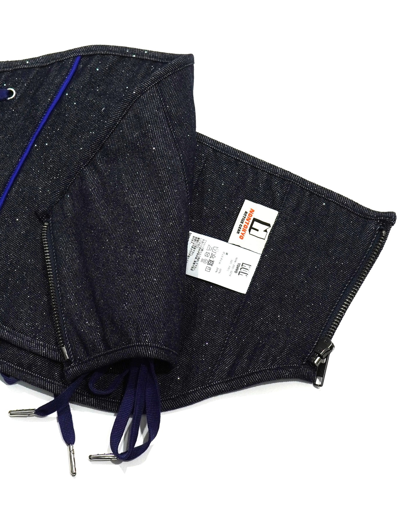 LAME DENIM LACE-UP CORSET (INDIGO)