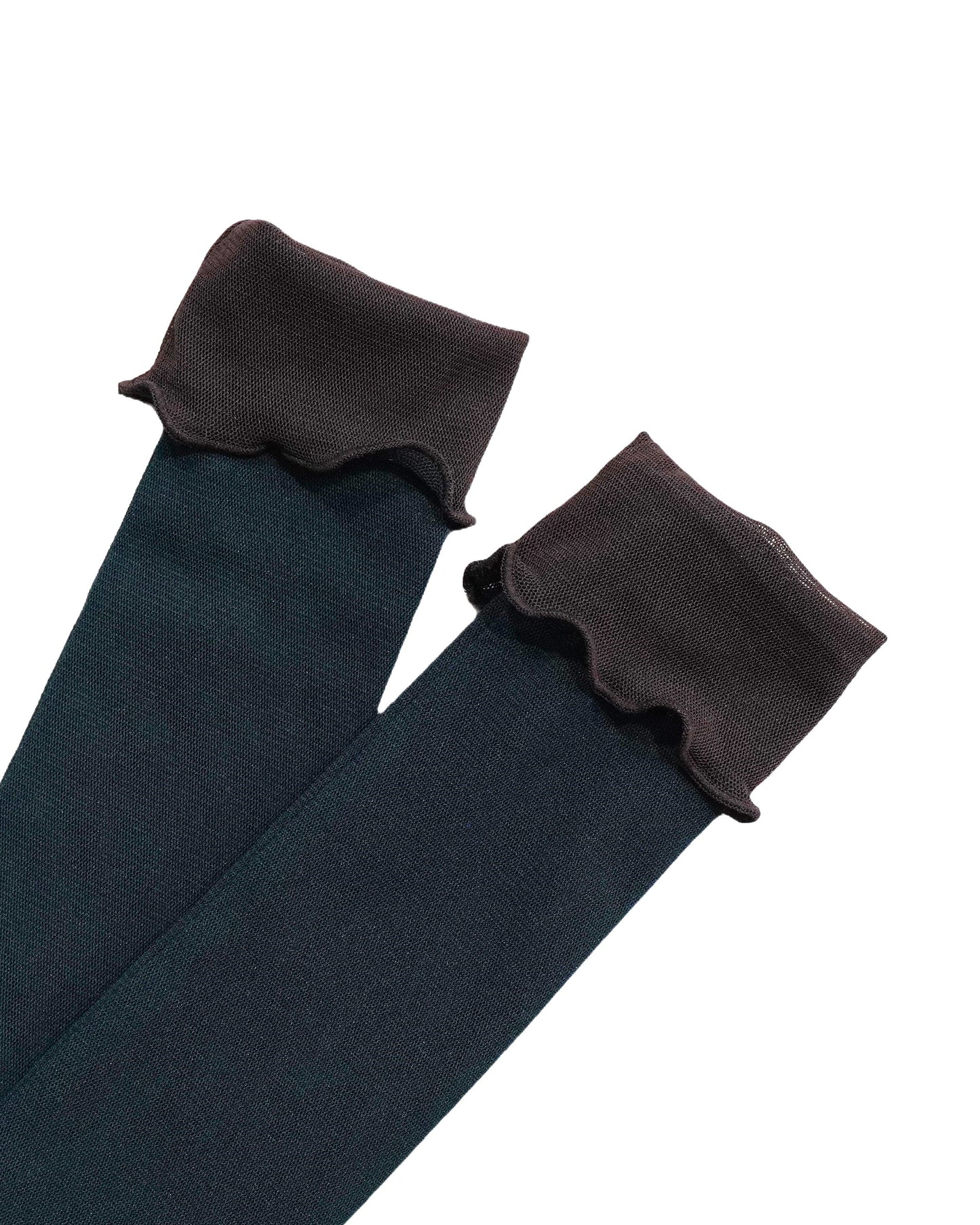 NON TOKYO / REVERSIBLE POWERNET SOX (SHORT / BROWN×GREEN) / <NON TOKYO> Reversible power net socks (short / brown×green)