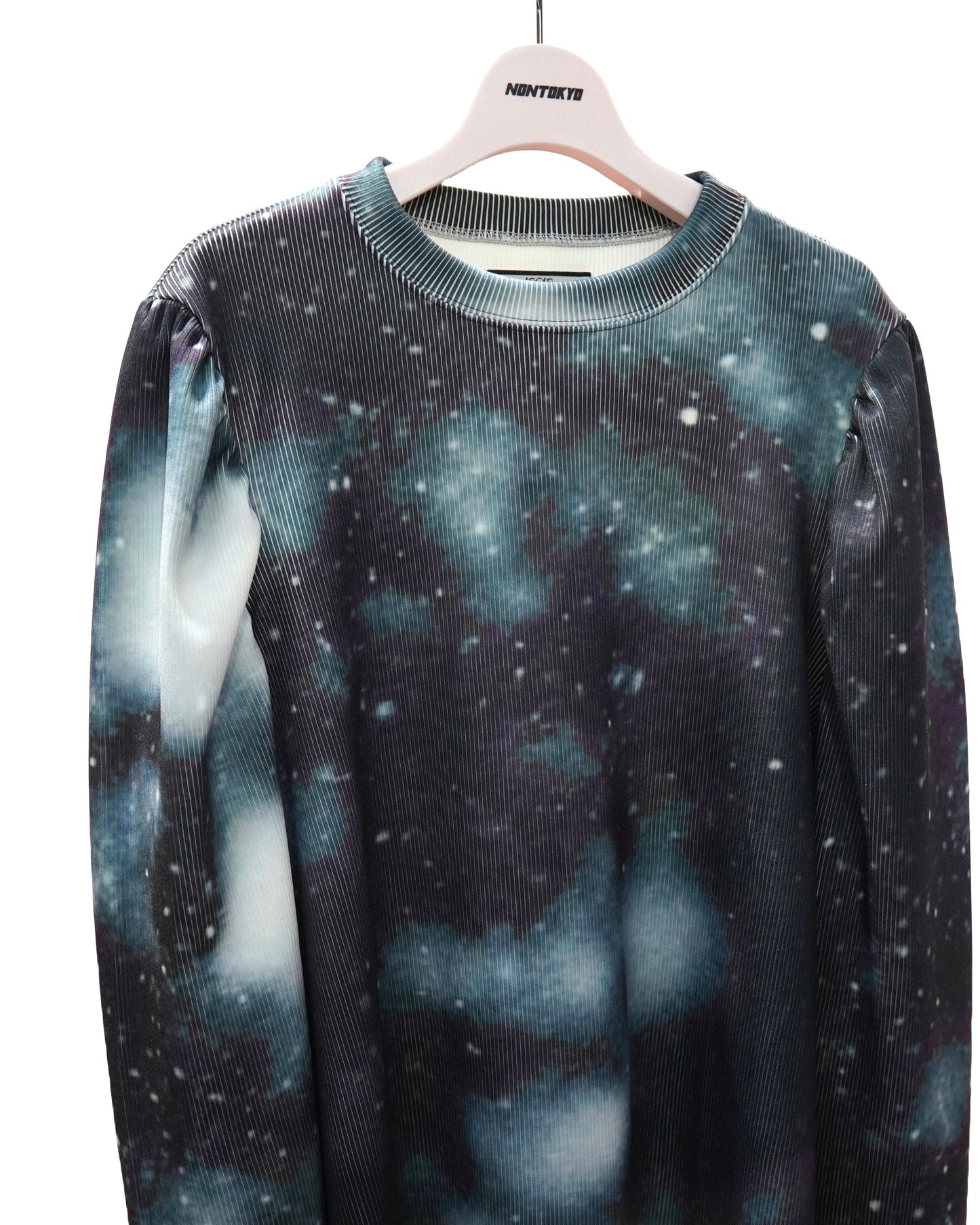 PRINT RIB PUFF SLEEVE C/S (FOG)