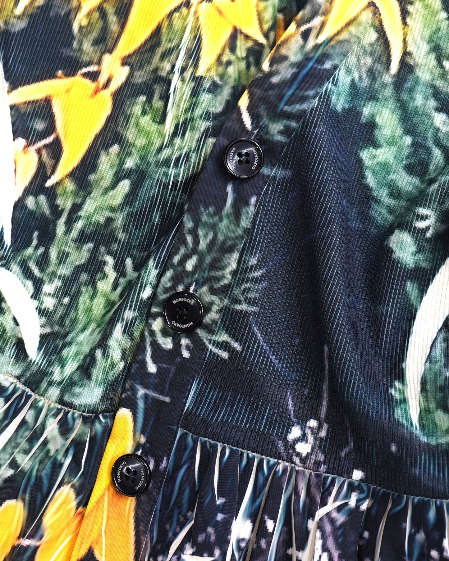 DIRECT PRINT RIB GATHER CARDIGAN (YELLOW WOOD)