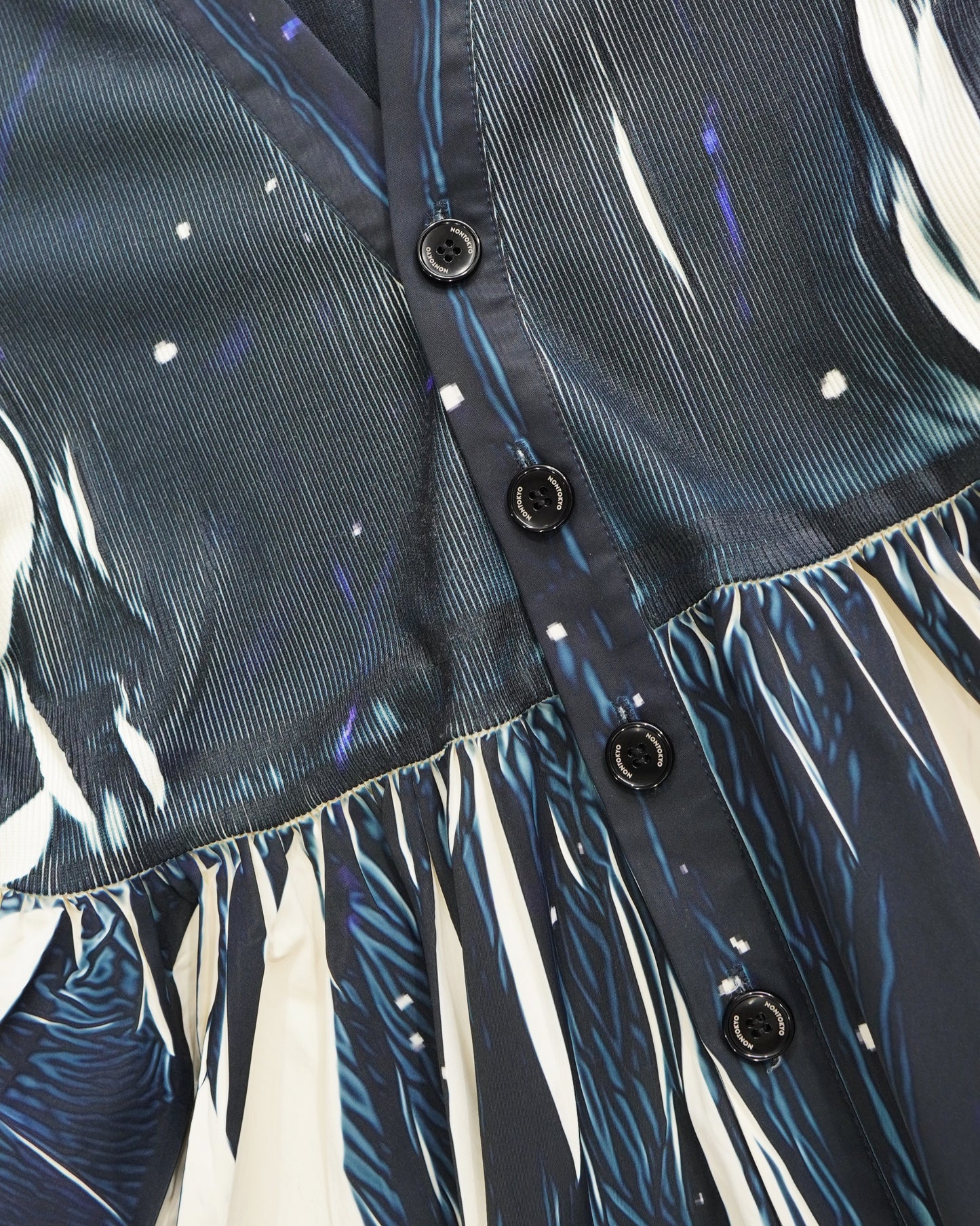 DIRECT PRINT RIB GATHER CARDIGAN (STARRY SKY)