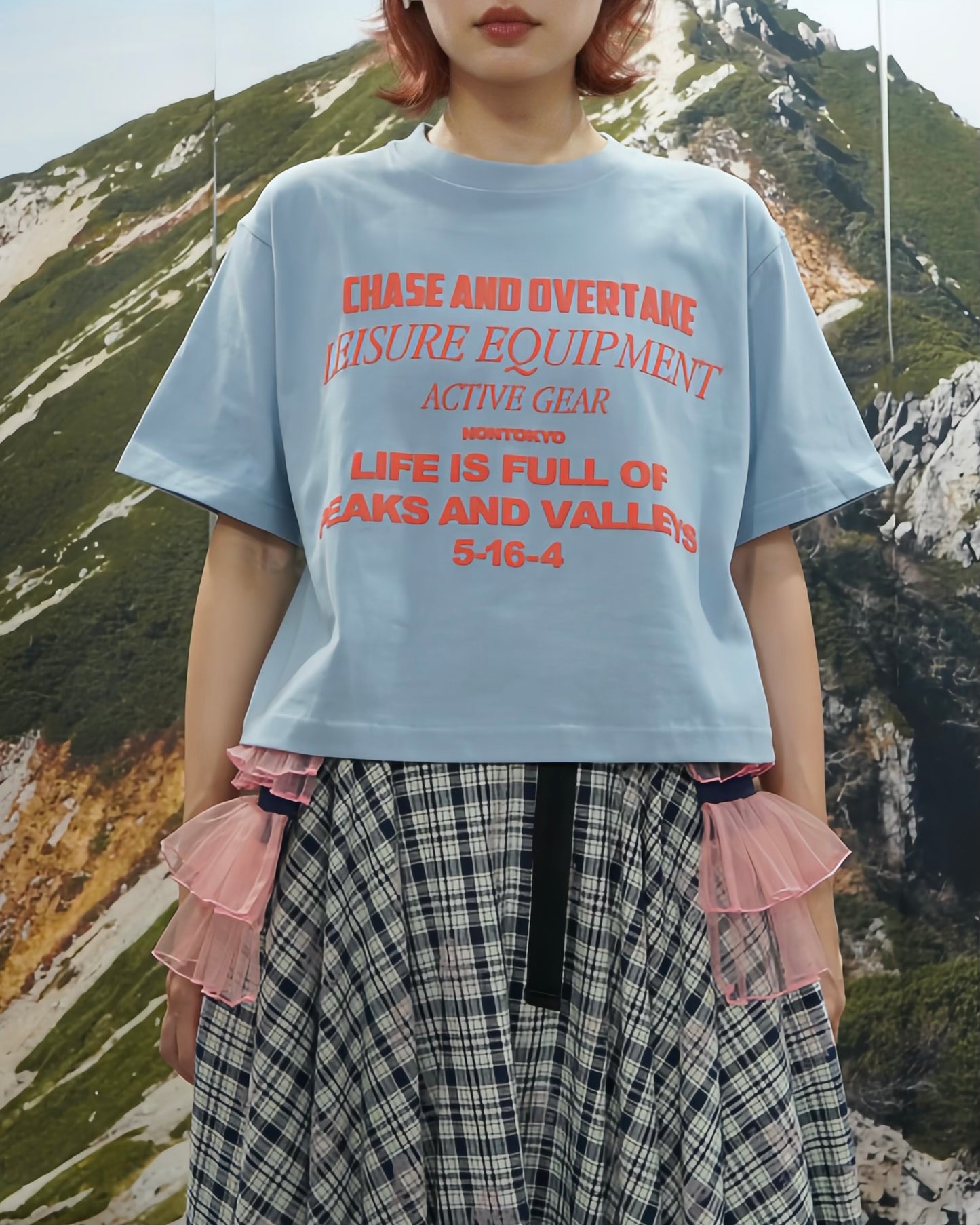LETTERING PRINT SHORT T-SHIRT (BLUE)