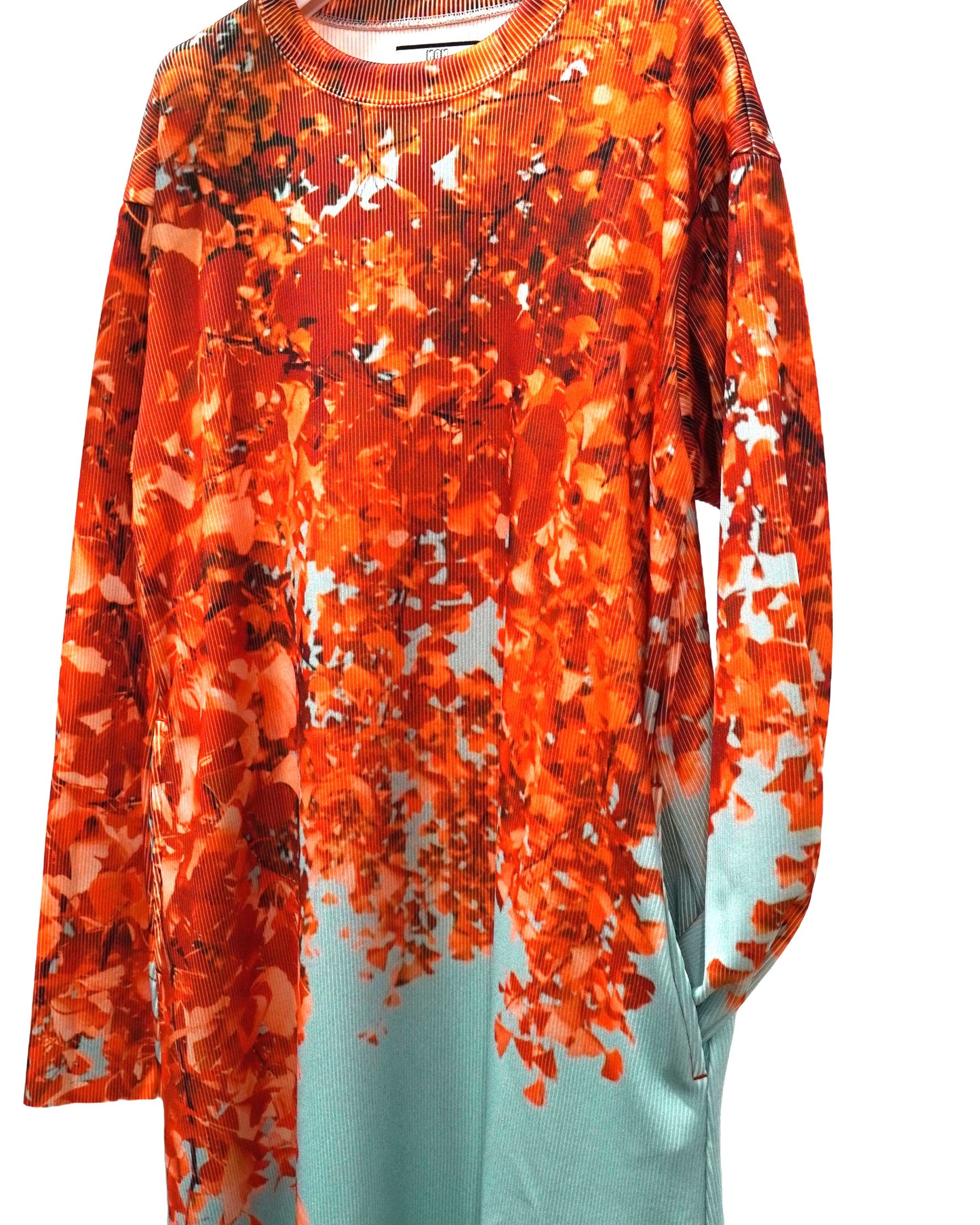 PRINT RIB L/S ONE-PIECE (GINKGO)
