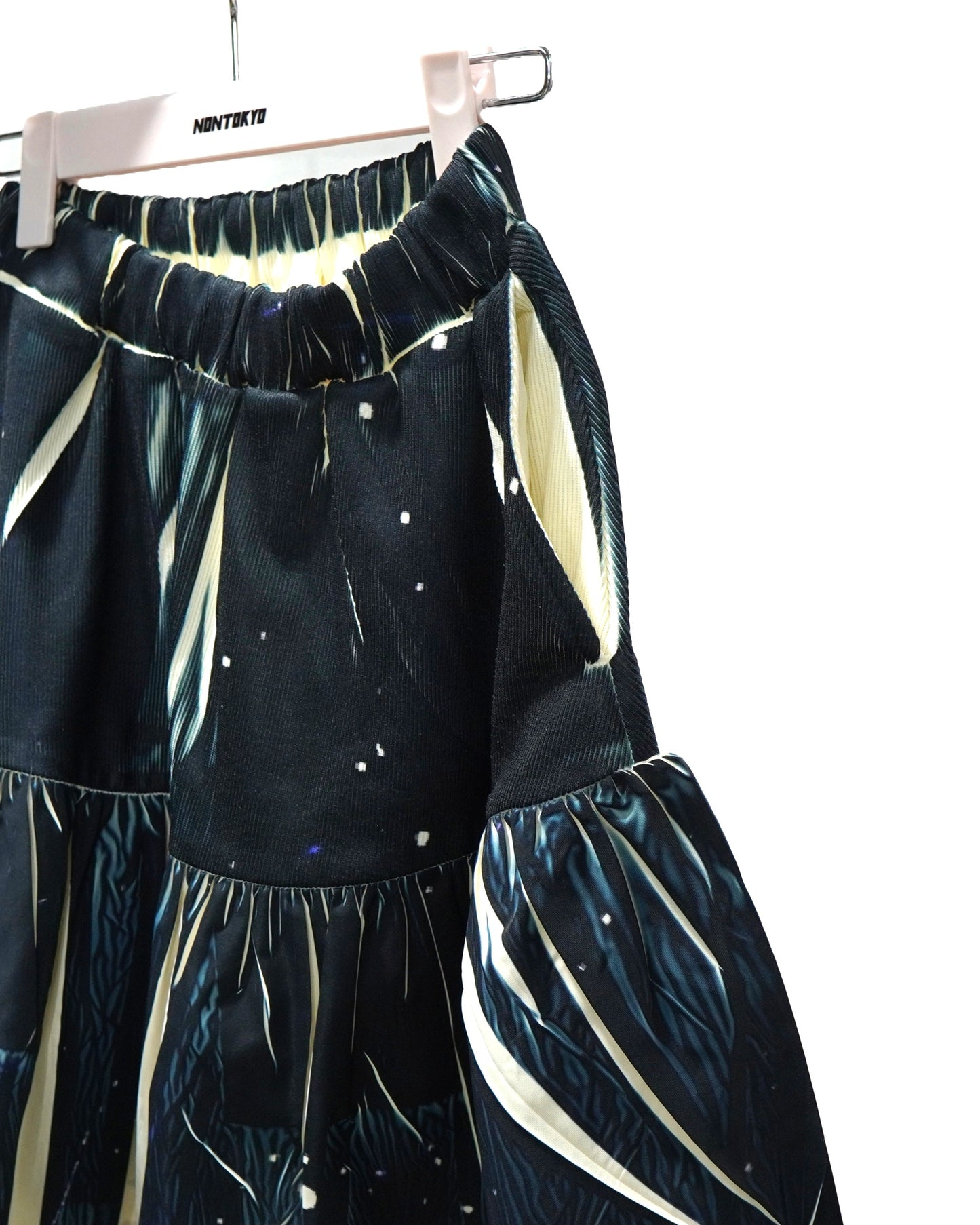 DIRECT PRINT RIB GATHER MINI SKIRT (STARRY SKY)