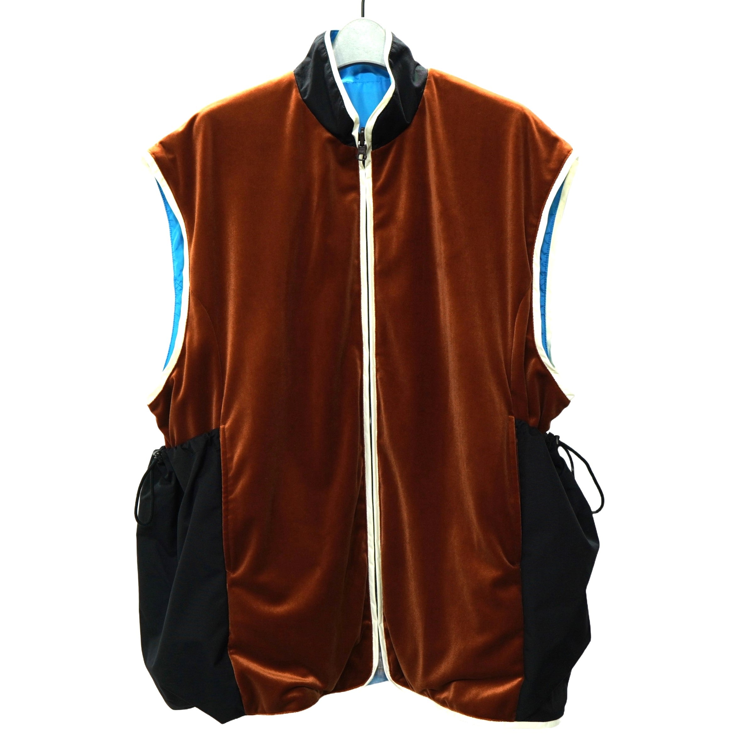 NON TOKYO / REVERSIBLE VELOUR VEST (ORANGE×BLUE) / 〈ノントーキョー〉リバーシブルベロアベスト  (オレンジ×ブルー)