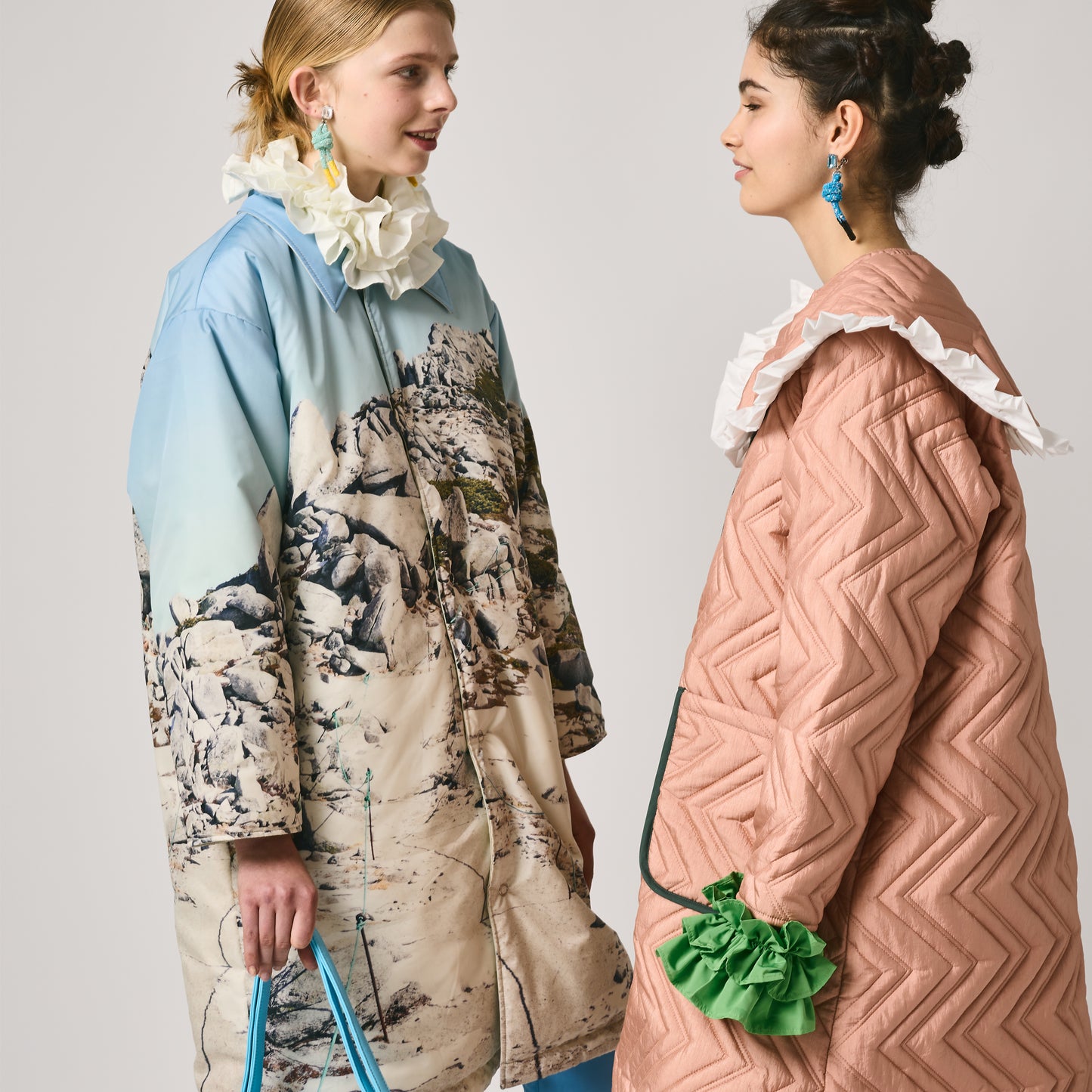 NON TOKYO / REVERSIBLE QUILTING COAT (PINK×WHITE) / <NON TOKYO> Reversible quilting coat (pink×white)