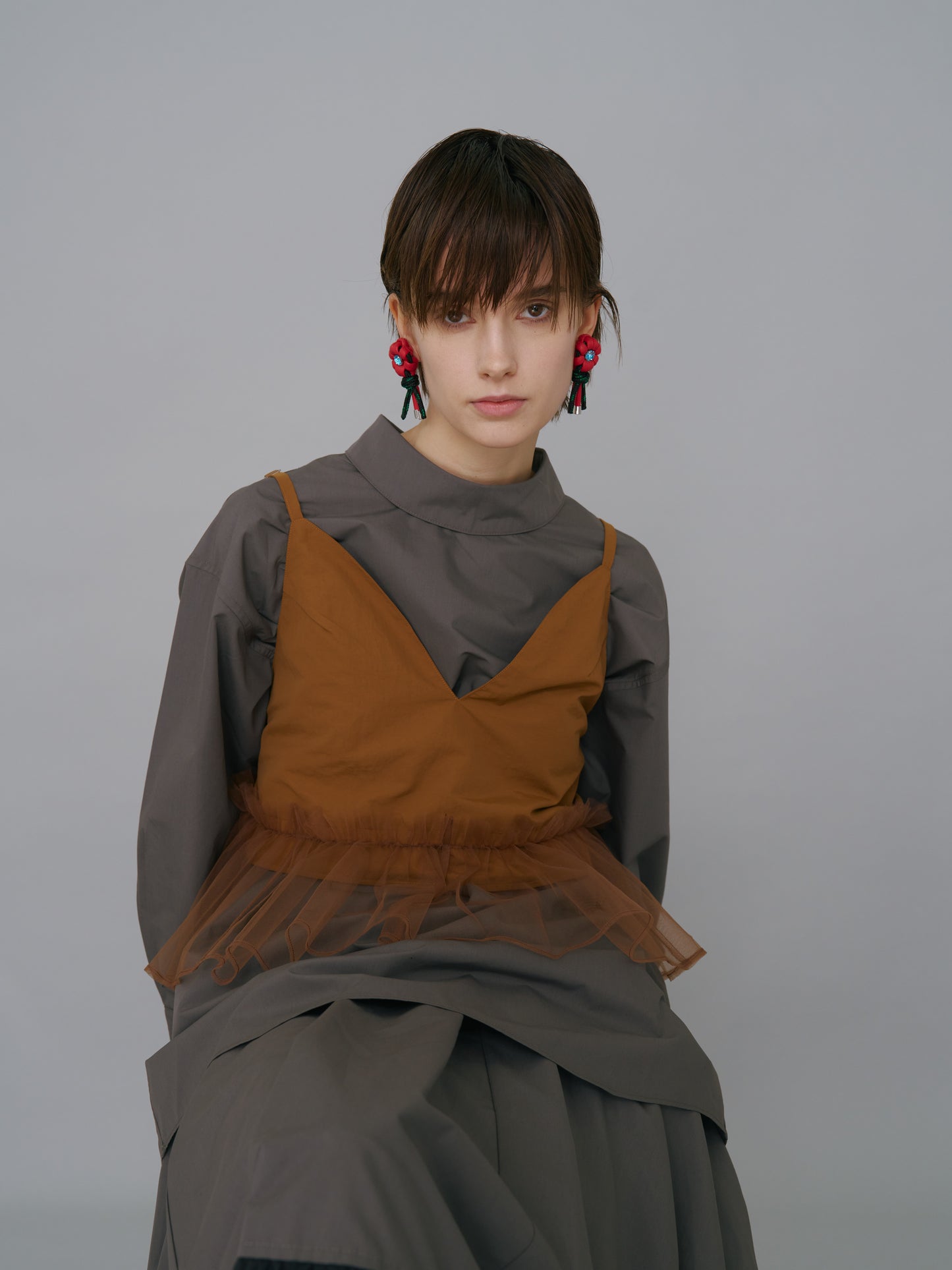 GATHER TULLE CAMISOLE (MUSTARD)