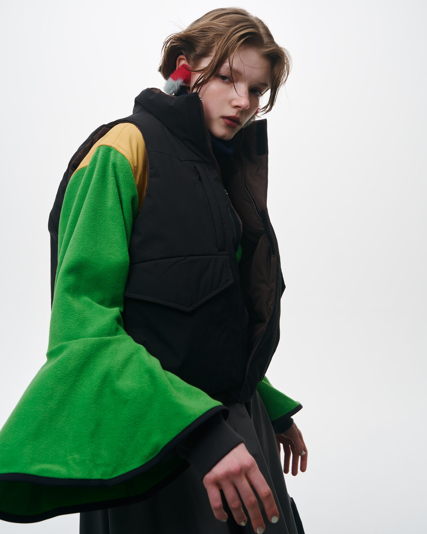 非东京 / 喇叭袖抓绒上衣(绿色)
