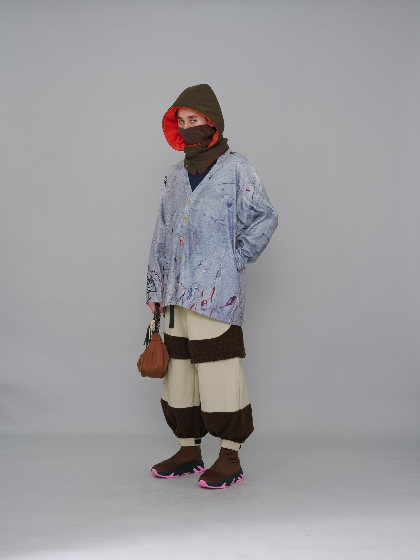 非东京 / 2WAY 蟒蛇裤 (棕色×M.绿色)