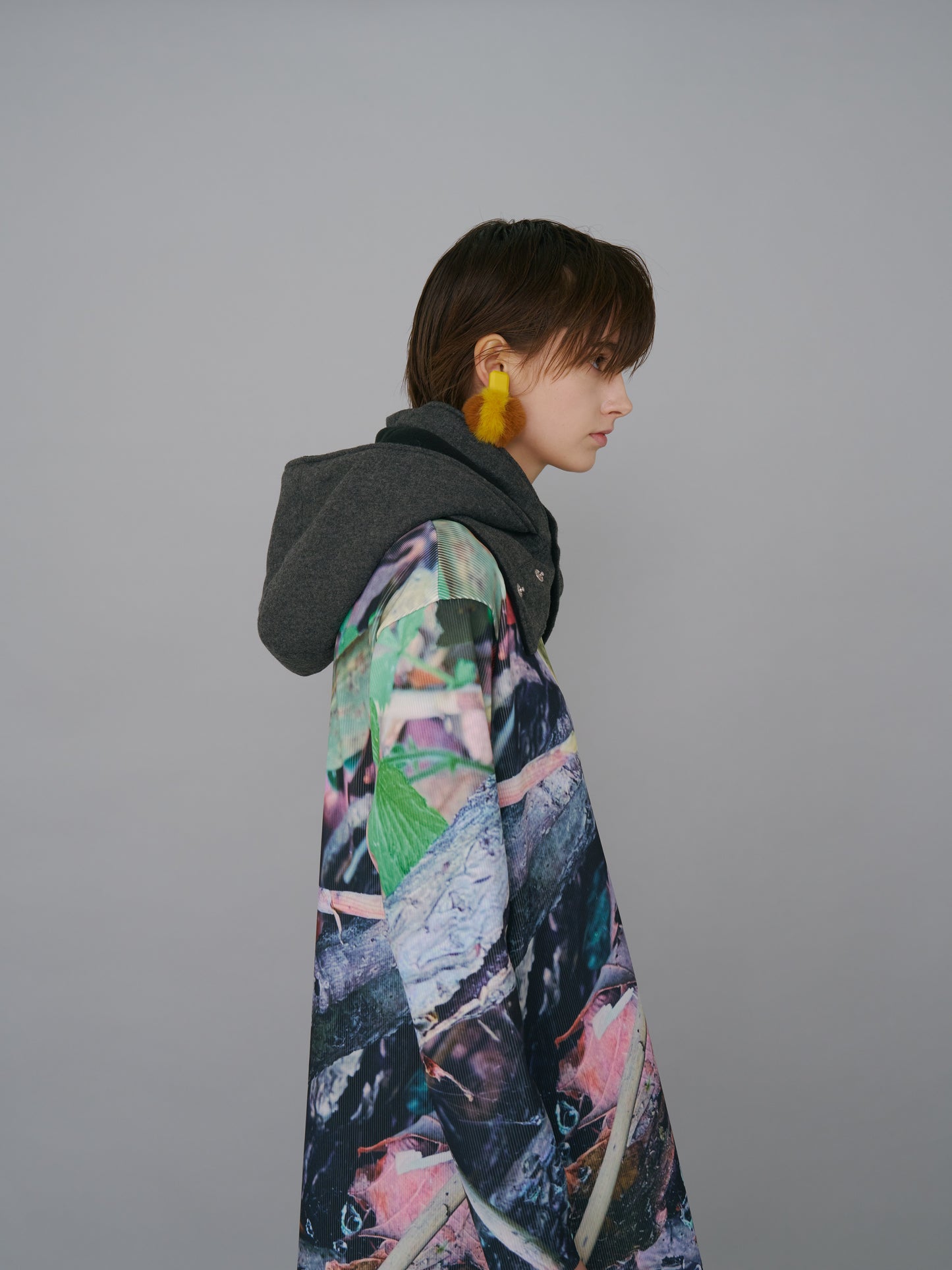 NON TOKYO / BICOLOR FUR EARRING (YELLOW) <NON TOKYO> Bicolor fur earrings (yellow)