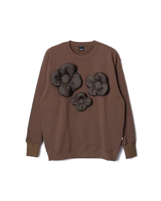 PUFF FLOWER PULLOVER SWEAT (BROWN)