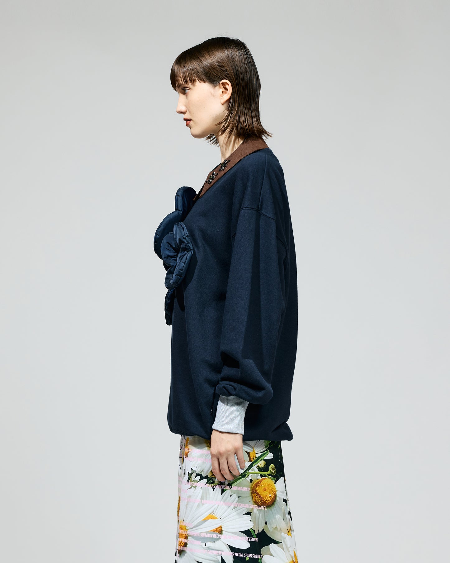 PUFF FLOWER PULLOVER SWEAT (NAVY)