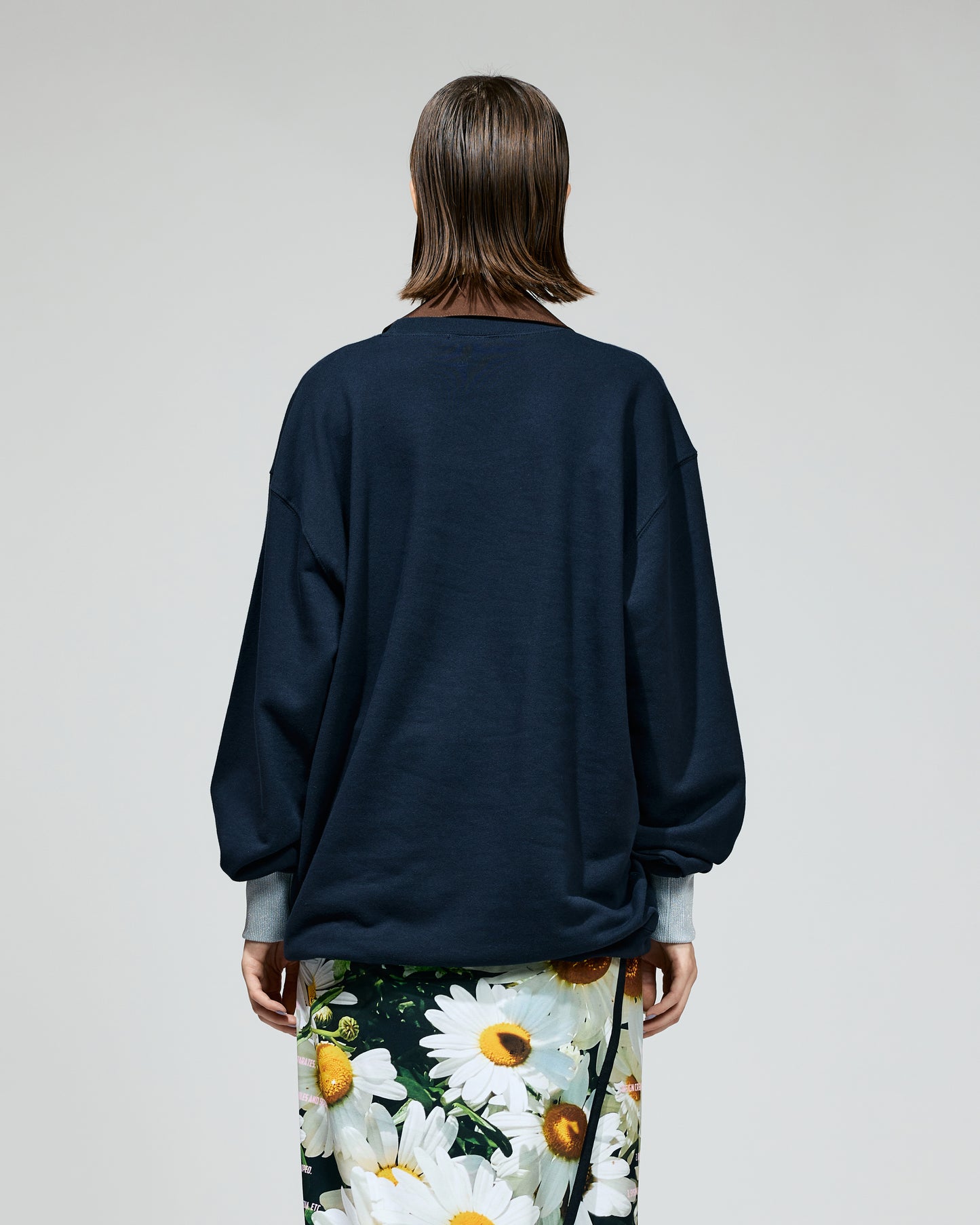PUFF FLOWER PULLOVER SWEAT (NAVY)