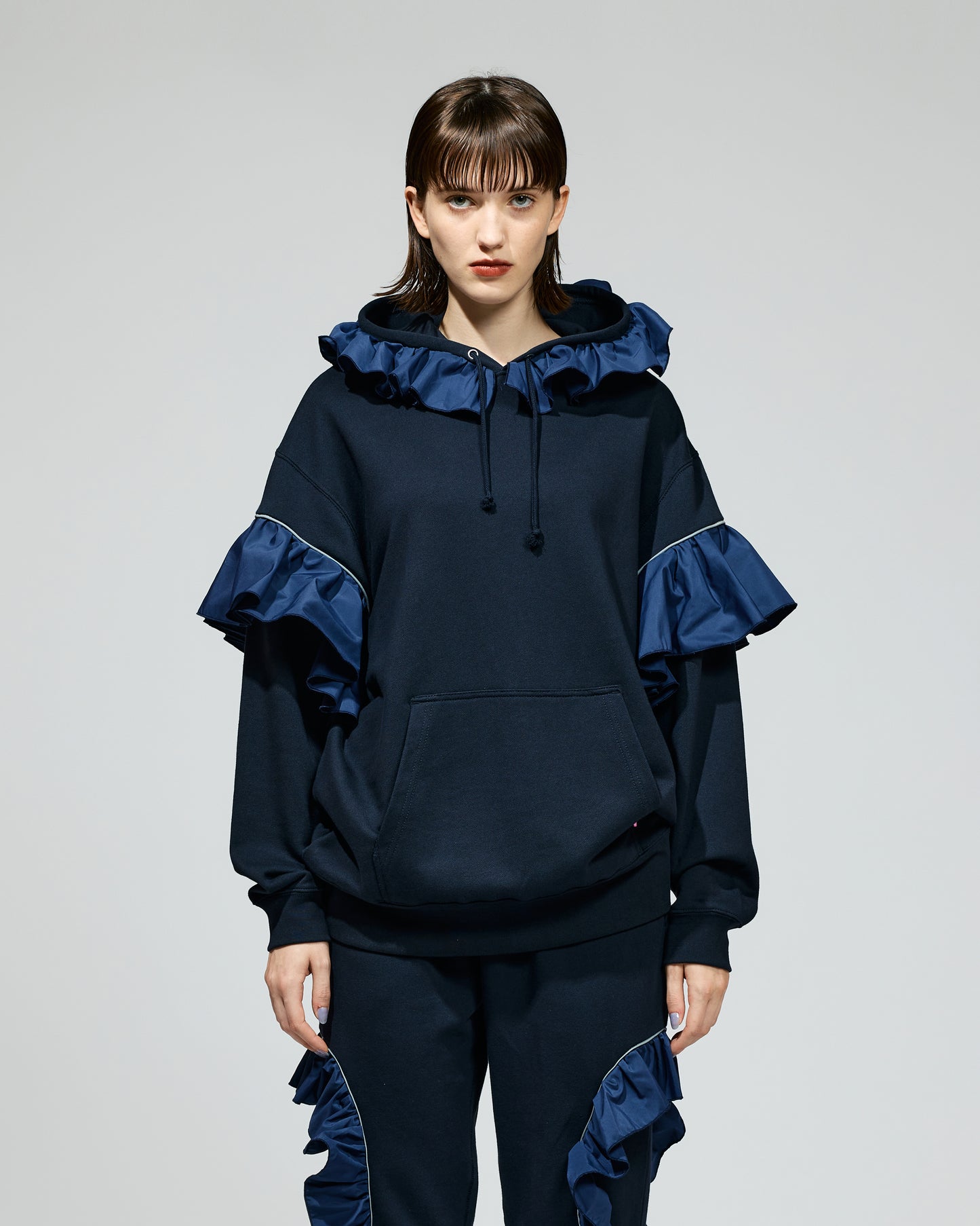 FRILL SWEAT HOODIE (NAVY)