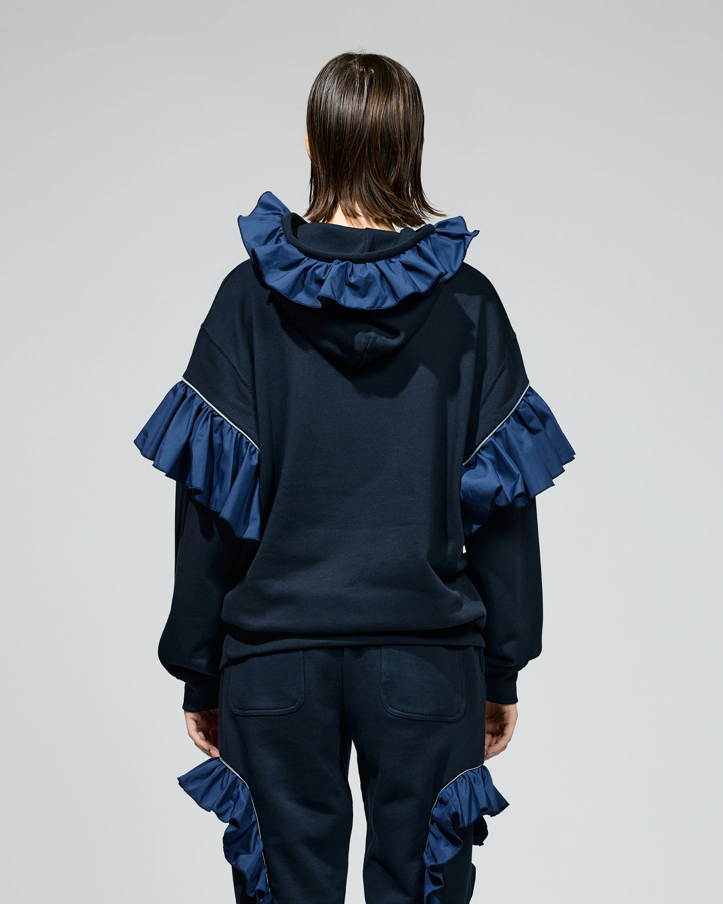 FRILL SWEAT HOODIE (NAVY)
