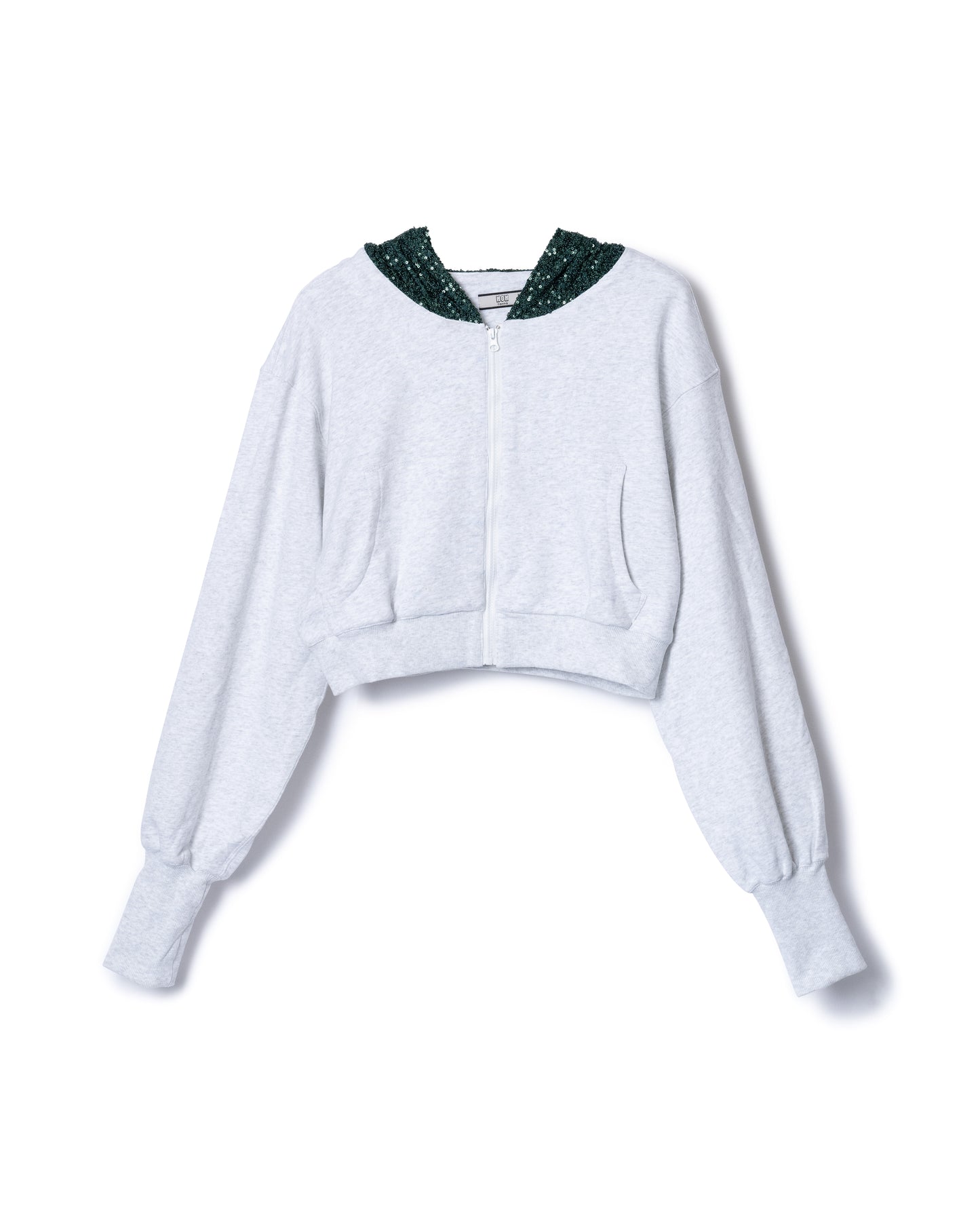 GLITTER ZIP-UP HOODIE (GRAY)