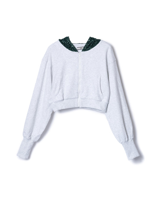 GLITTER ZIP-UP HOODIE (GRAY)