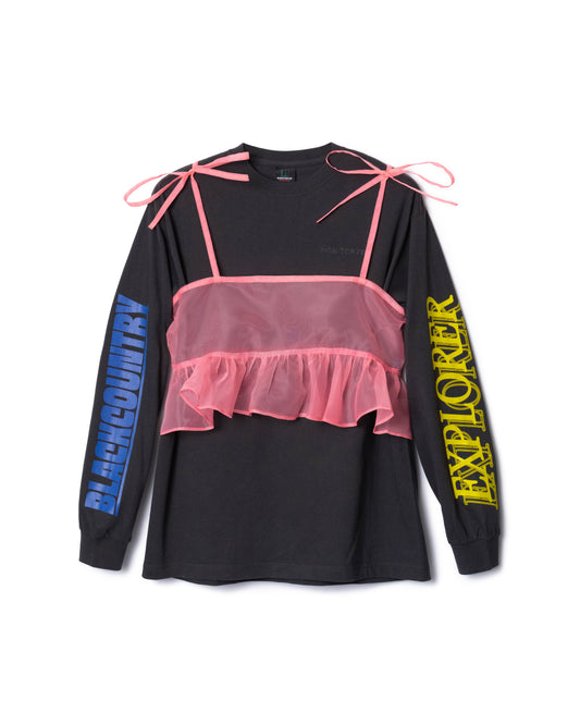 SHEER CAMISOLE L/S T-SHIRTS (GRAY x PINK)