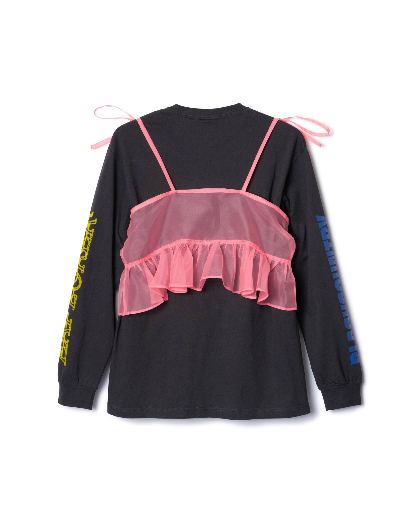 SHEER CAMISOLE L/S T-SHIRTS (GRAY x PINK)