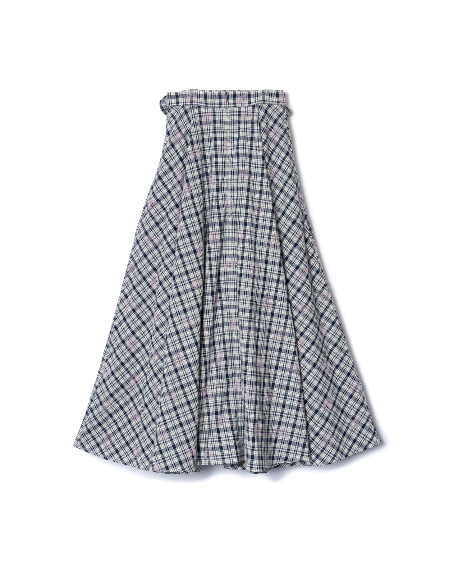 FLOCKED PRINT LONG SKIRT (CHECK)