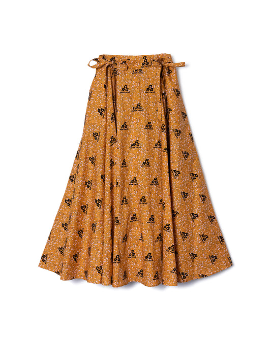 FLOCKED PRINT LONG SKIRT (FLOWER)