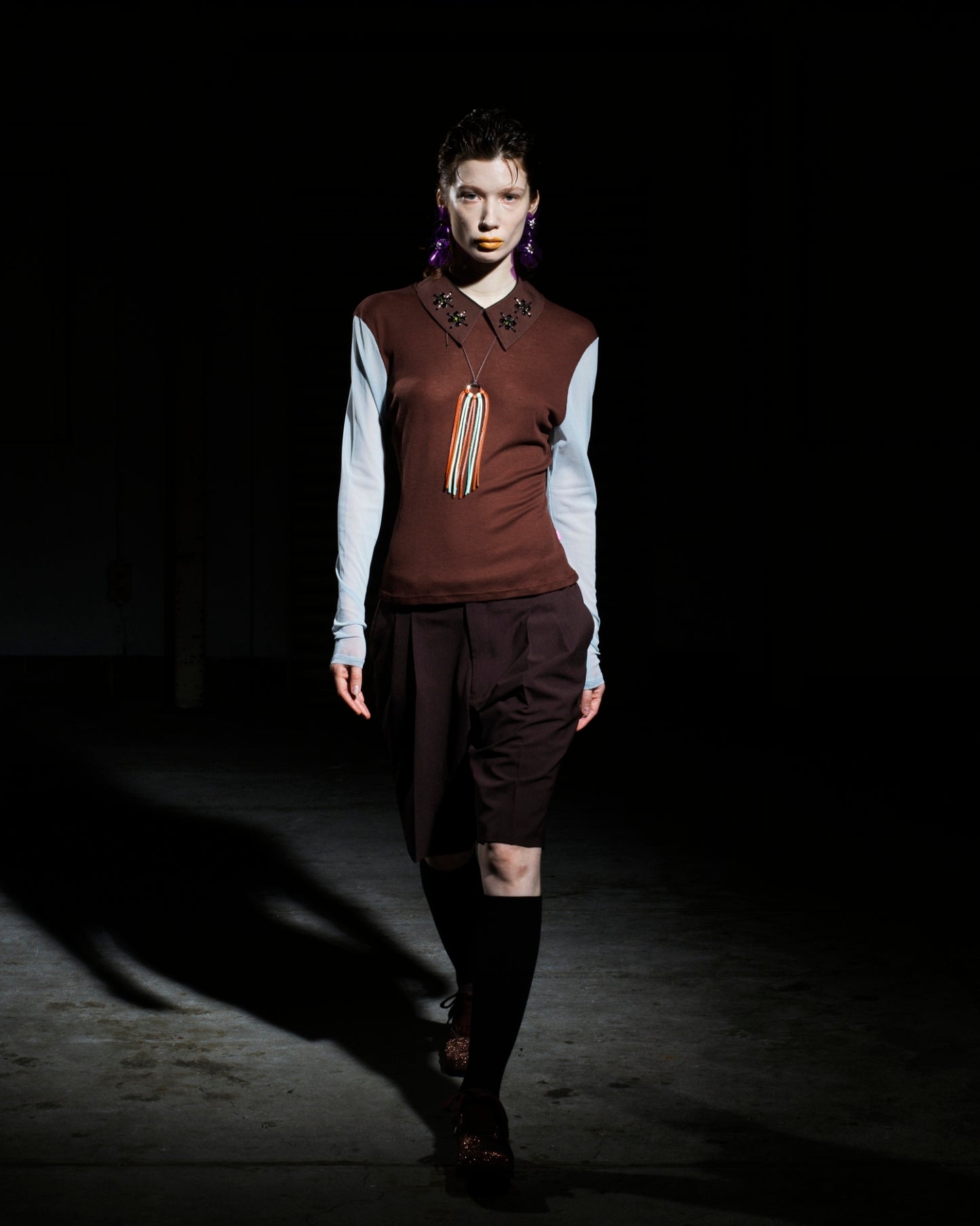 BICOLOR SHEER C/S  (BROWN x M.GREEN)